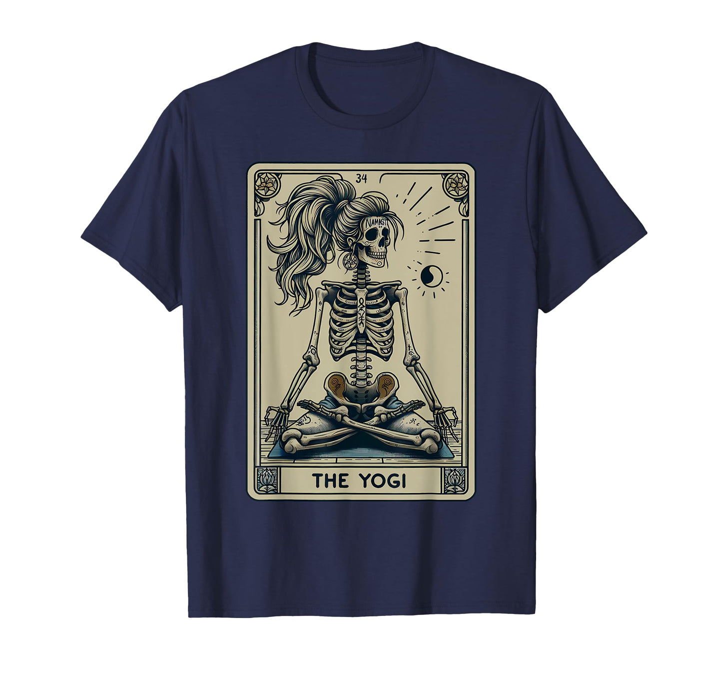Funny Skeleton Yogi Tarot Card Yoga Instructor Witch Vibes T-Shirt