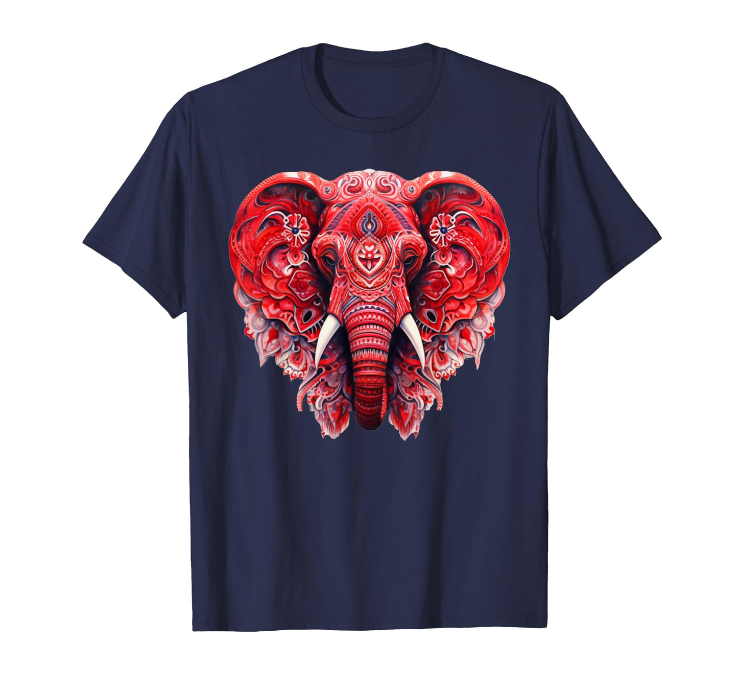 Red Mandala Aart Elephant Tribal Yoga Graphic T-Shirt