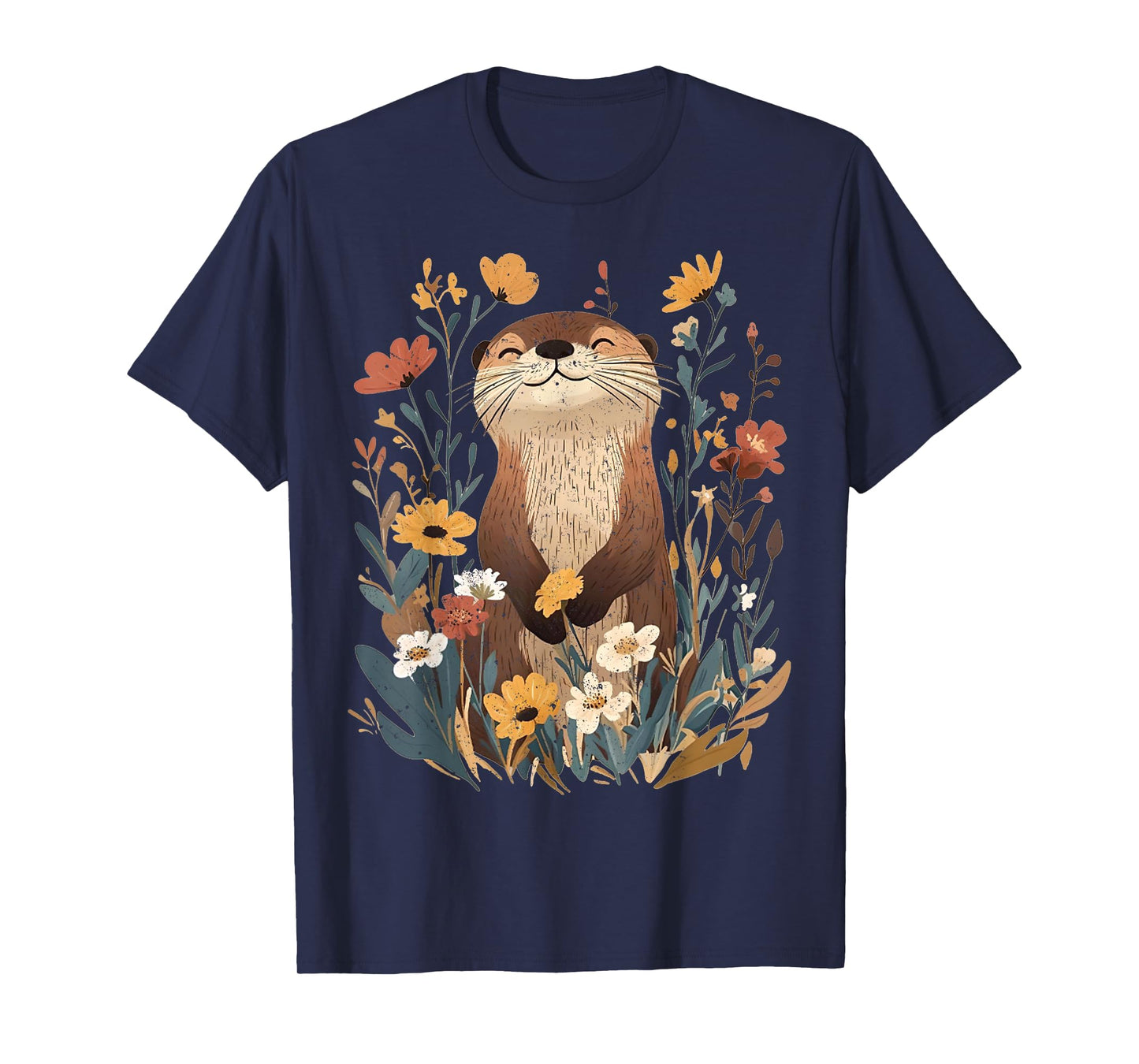 Aesthetic Goblincore Wildflower Art Floral Sea Otters Lover T-Shirt