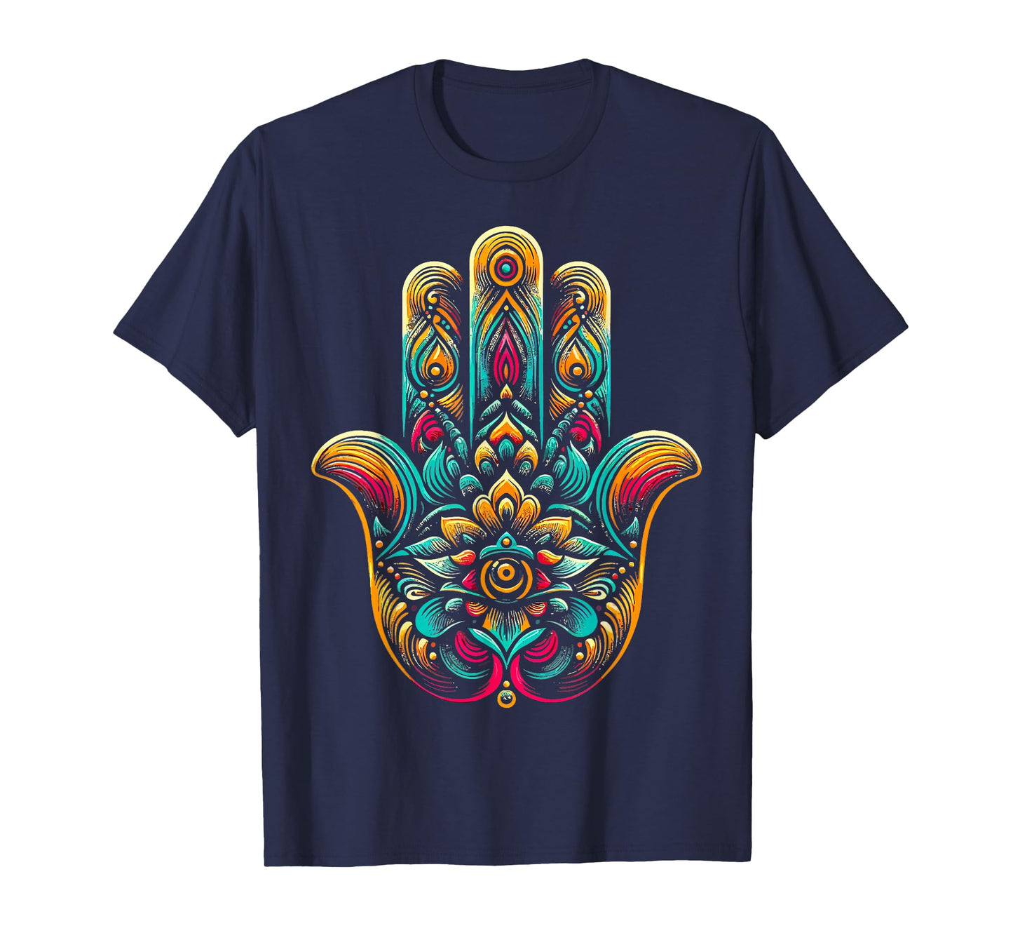 Hamsa Hand Mandala Yoga Fatima Hand Symbol Boho Womens T-Shirt
