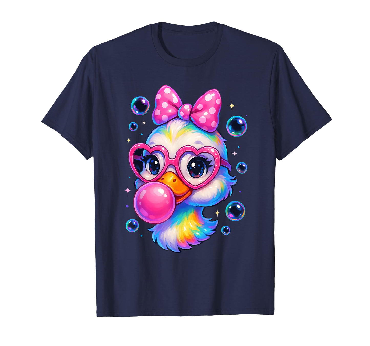 Cool Rainbow Duck Sunglasses Bubblegum Cute Duck Girls T-Shirt