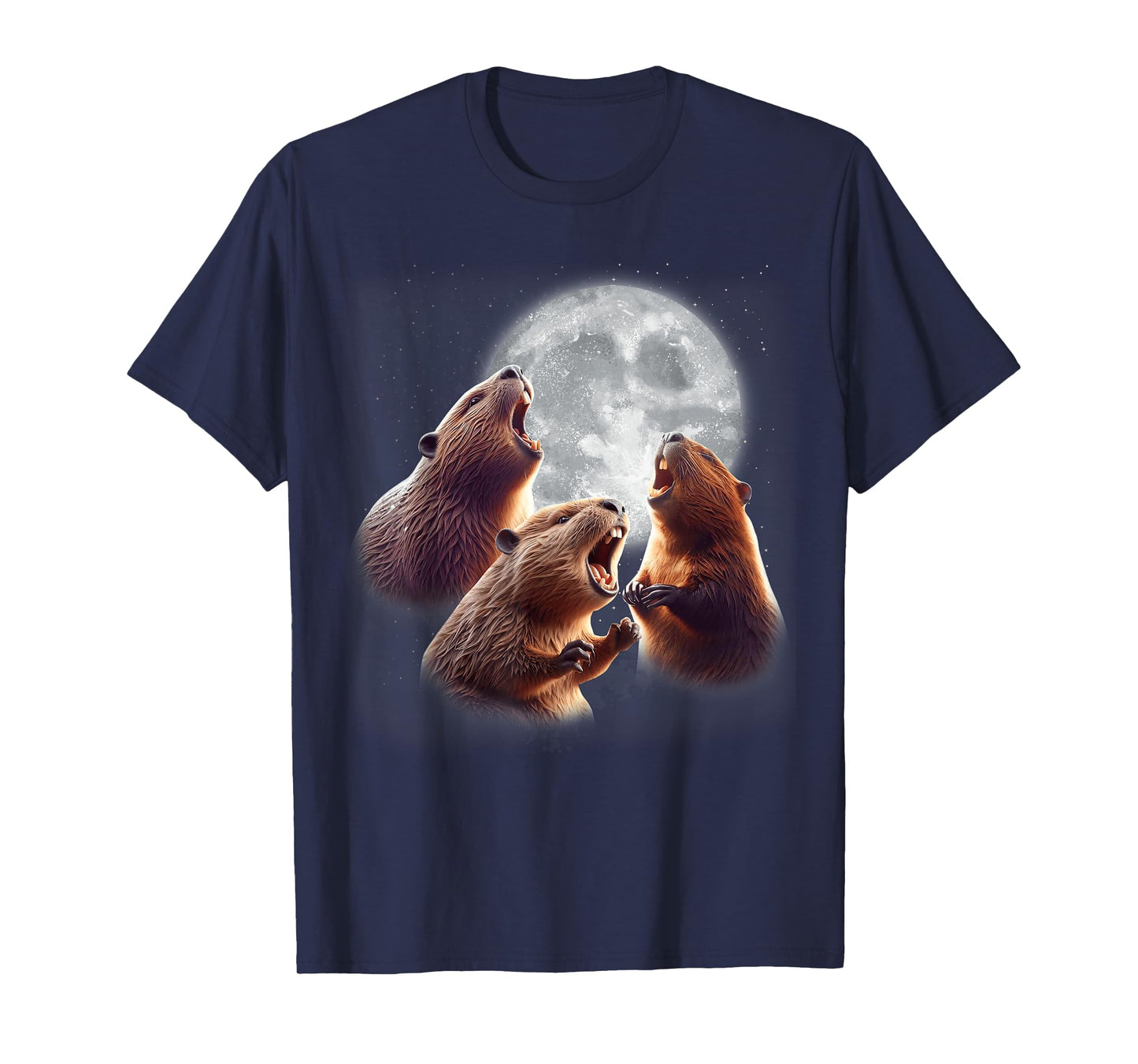 3 Beaver Howling At The Moon Funny Beaver Lover Rodent Kids T-Shirt