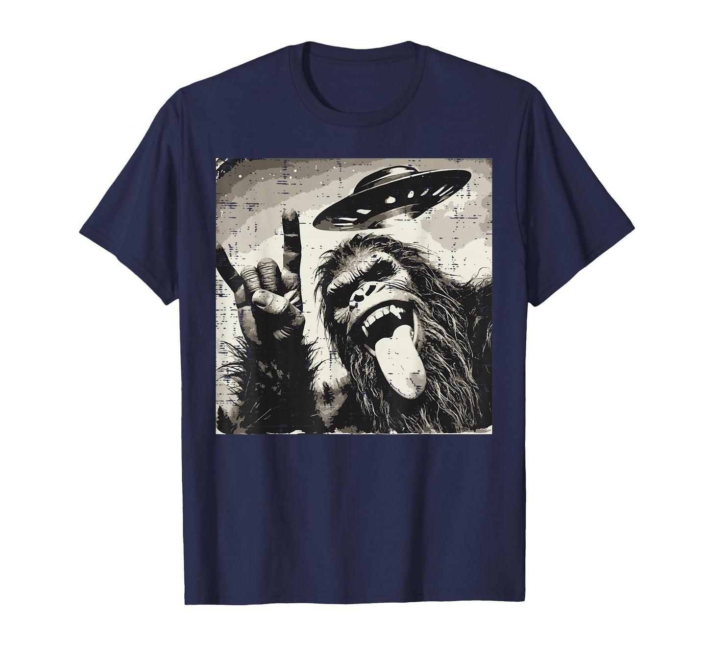 Bigfoot Rocker Tongue Ufo Selfie Sasquatch Rock Men Boys Kid T-Shirt