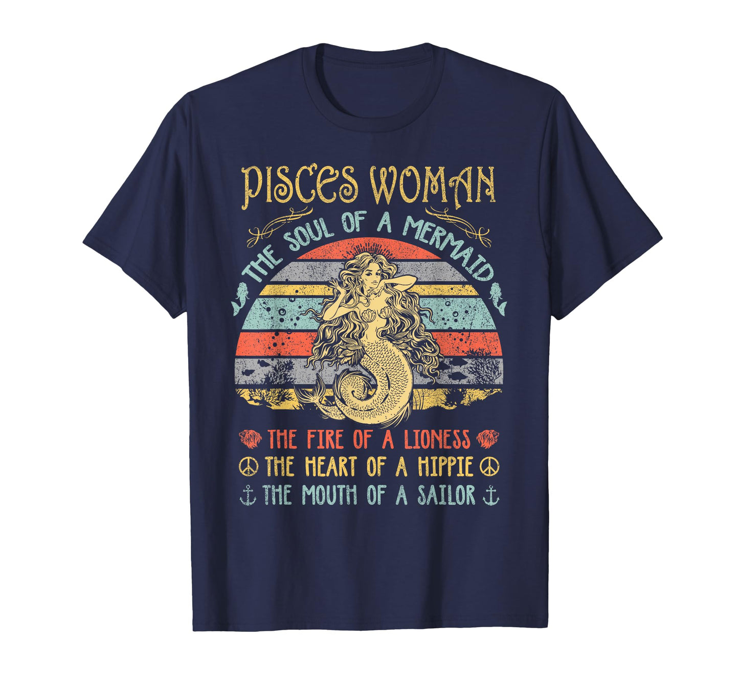 Pisces Woman The Soul Of A Mermaid Vintage Birthday T-Shirt
