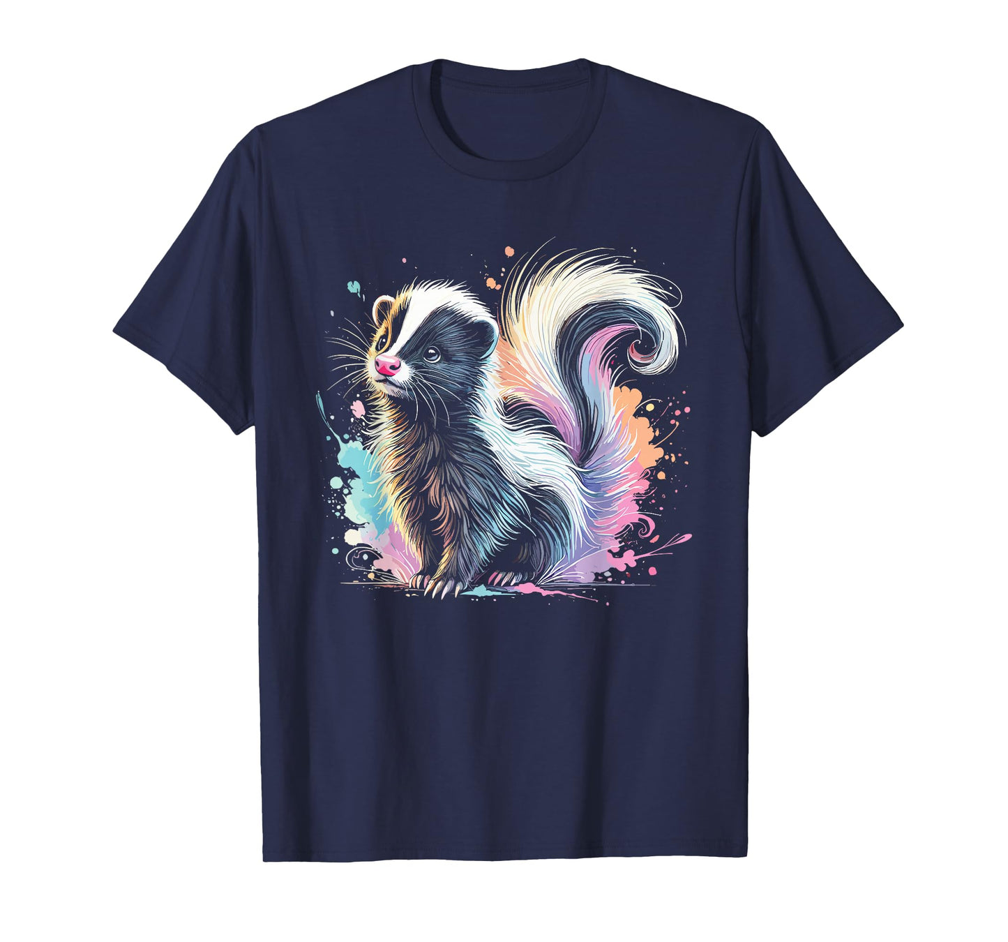 Skunk Artwork Animal Illustration Cute Colorful Skunk T-Shirt