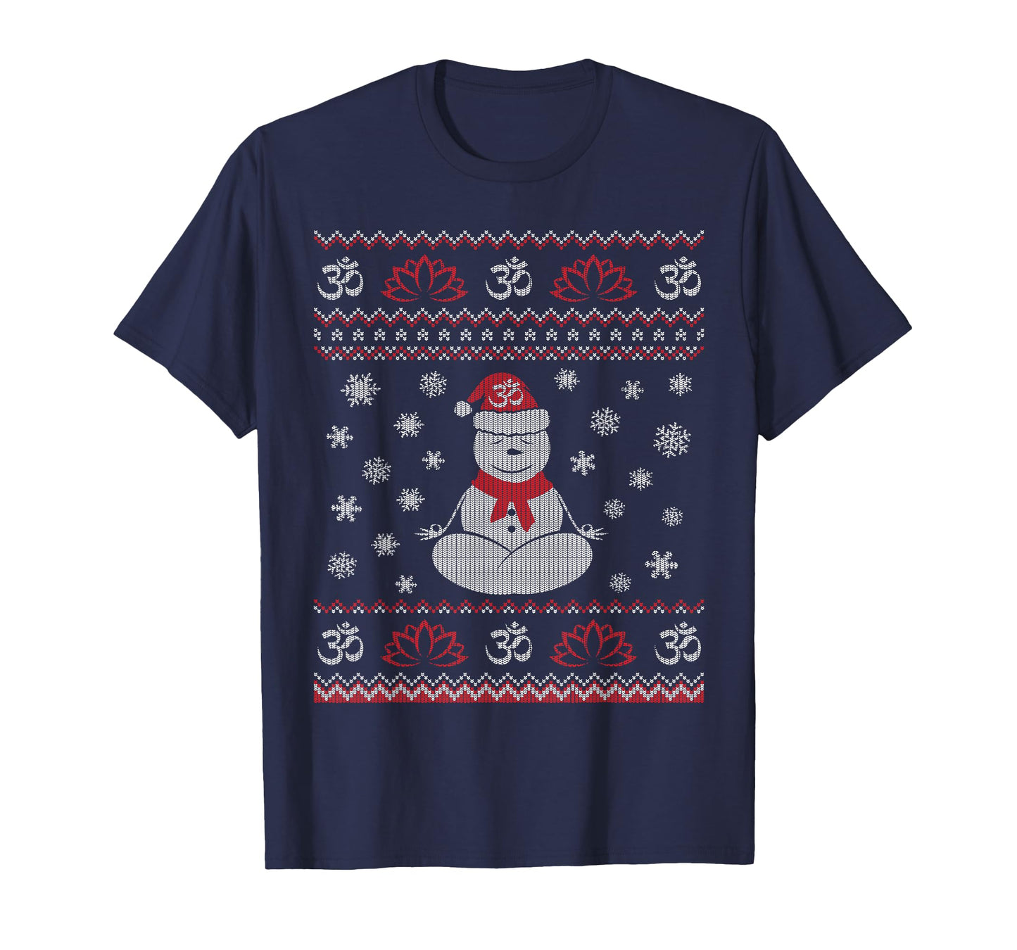 Yoga Snowman Meditating Lotus Pose Ugly Christmas T-Shirt