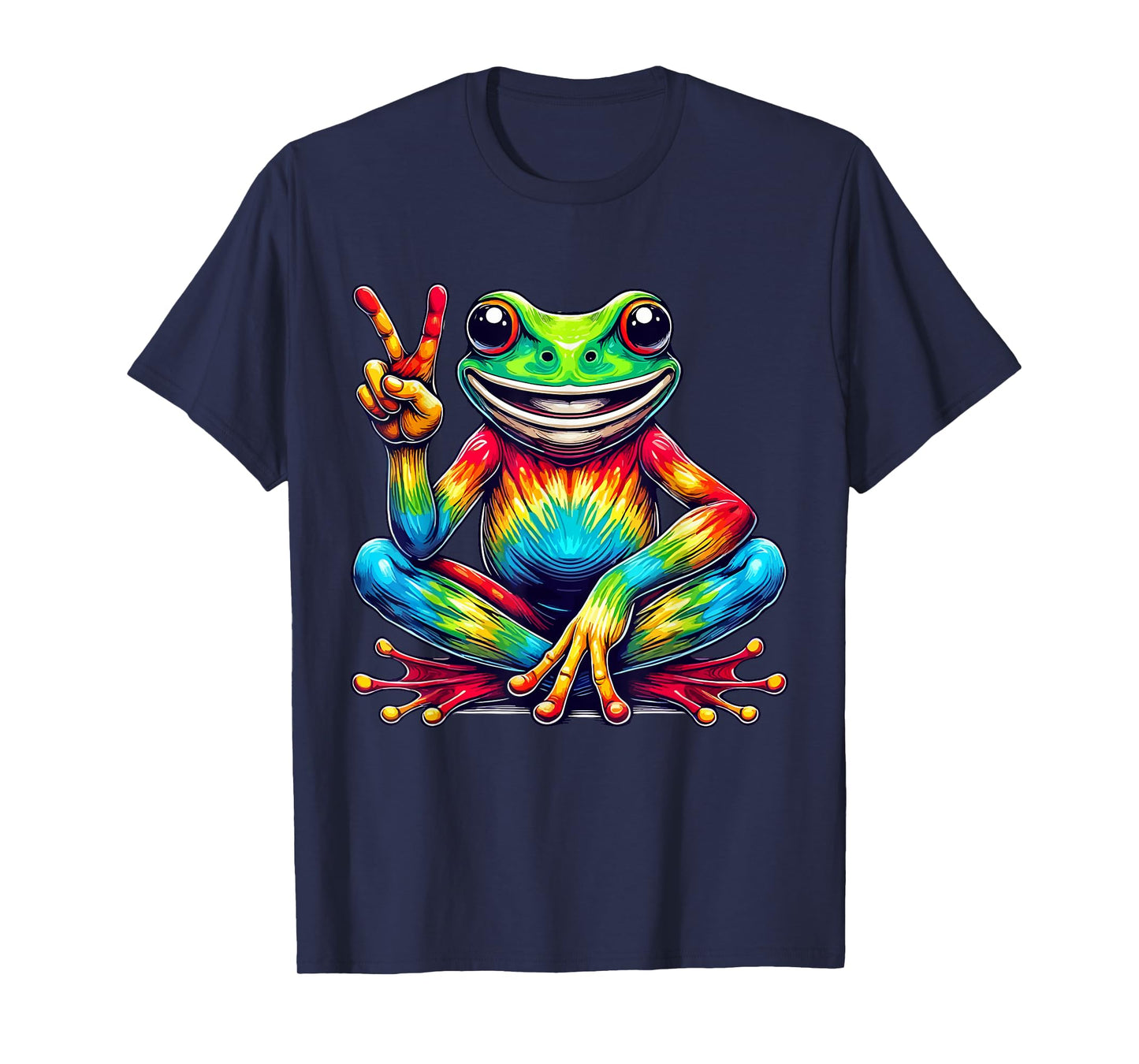 peace sign frog hippie Tie-Dye women men T-Shirt