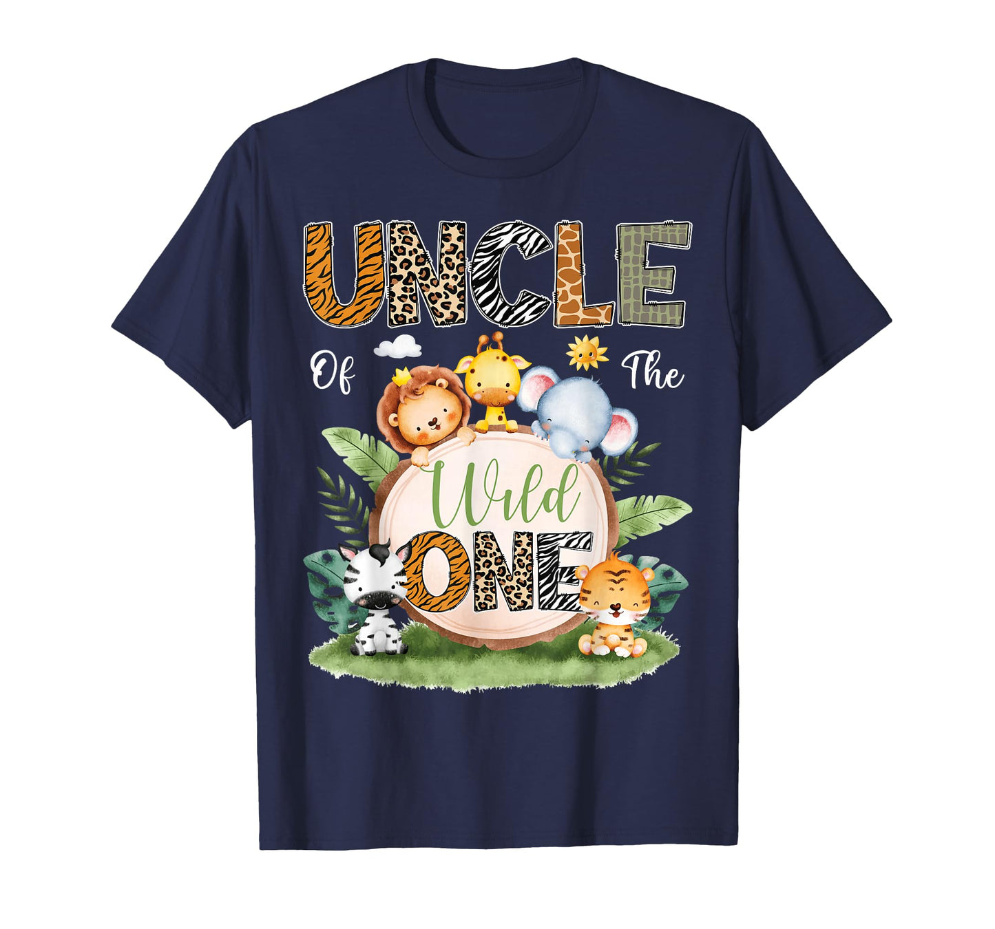 Uncle Of The Wild One 1St Birthday Kids Safari Jungle T-Shirt