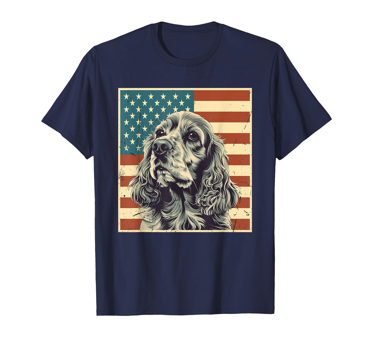 Cocker Spaniel Vintage American Flag Dog Lover 4th of July T-Shirt
