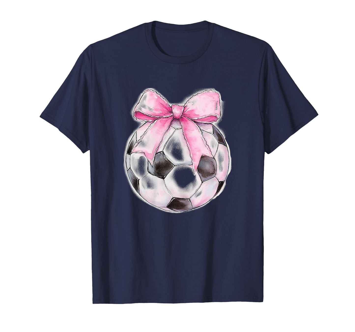 Soccer Ball Pink Coquette Bow Dainty Ribbon Girls Soccer T-Shirt