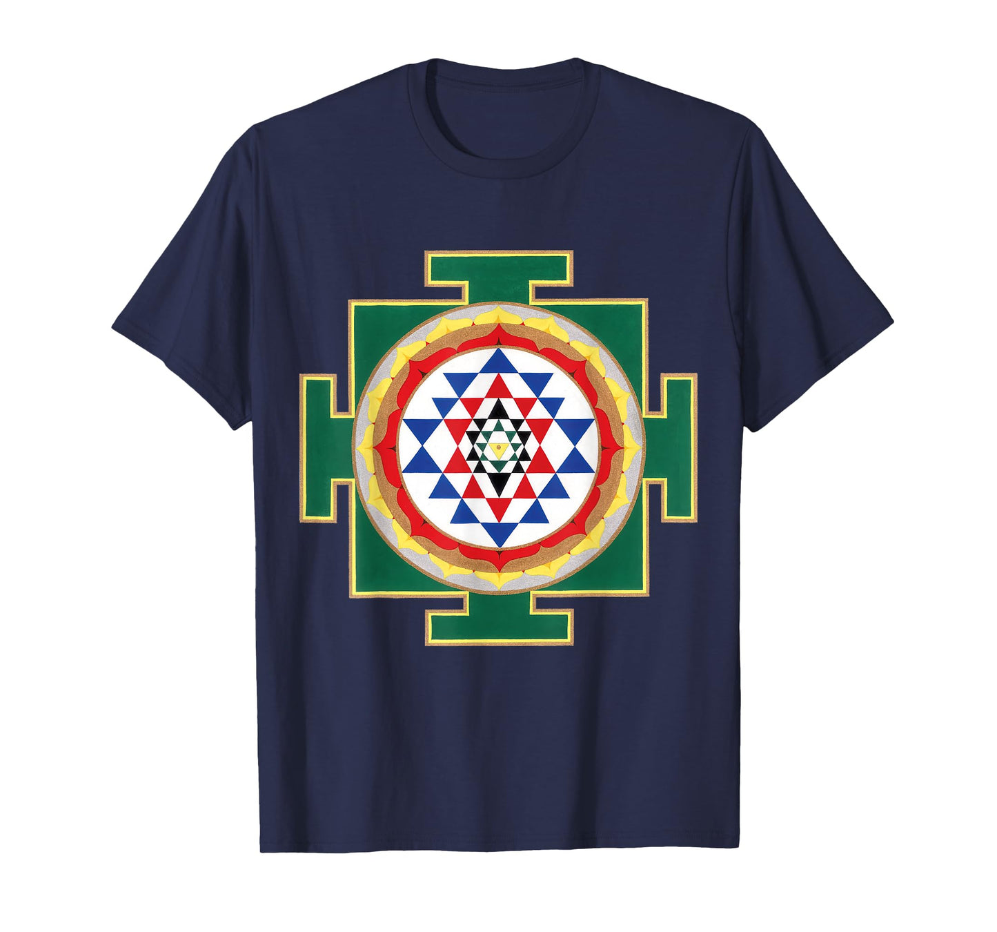Trendzshops Positive Energy Sri Yantra T-Shirt - Unisex-Adult, Black, Small, Short Sleeve, Cotton, Polyester
