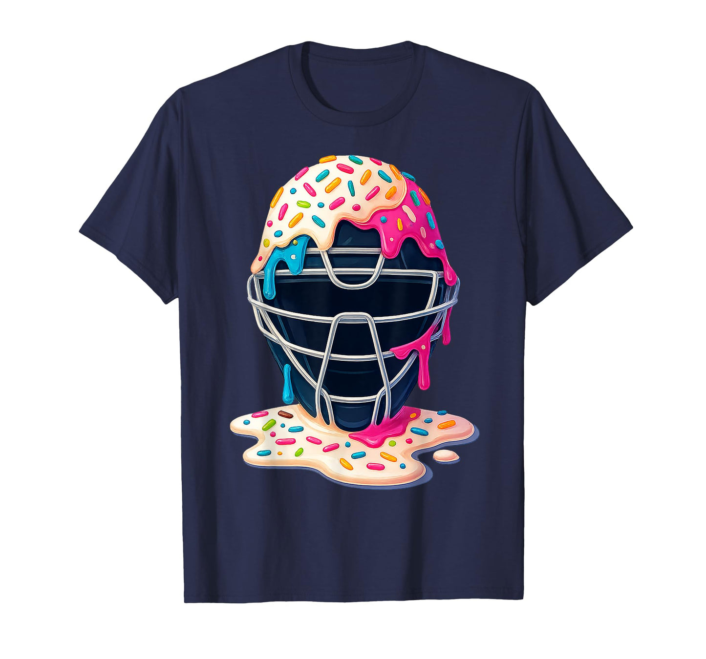 Baseball Catcher Mask Ice Cream Funny Gift Men Women Boy Kid T-Shirt