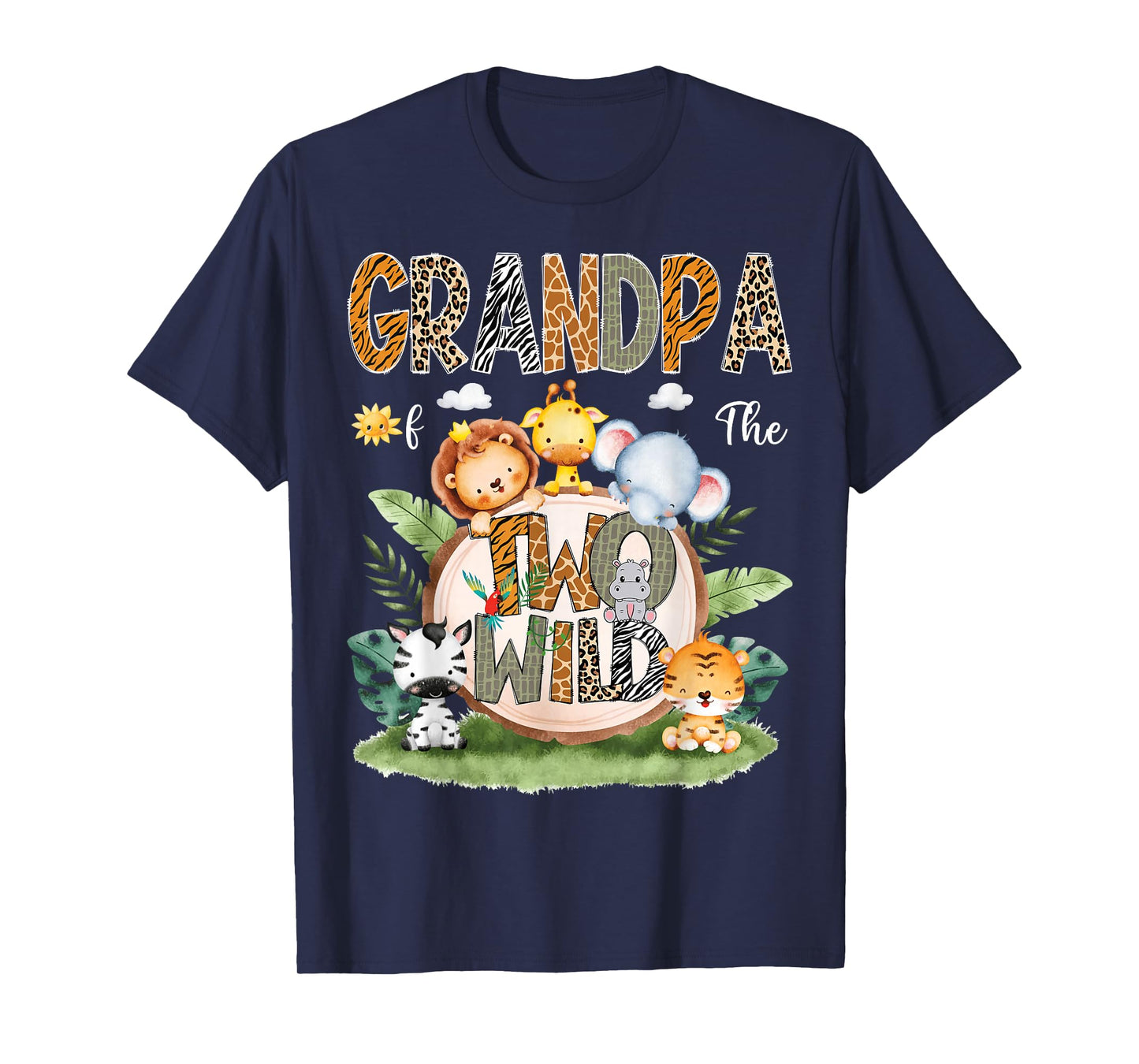Grandpa Of The Two Wild 2Nd Birthday Safari Animal Lover T-Shirt