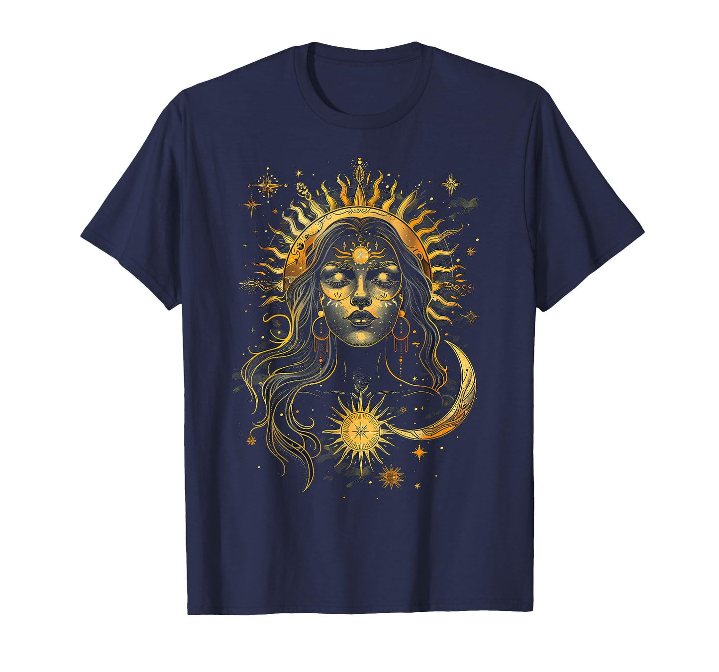 mystic sun and moon woman mystical flowers aesthetic T-Shirt