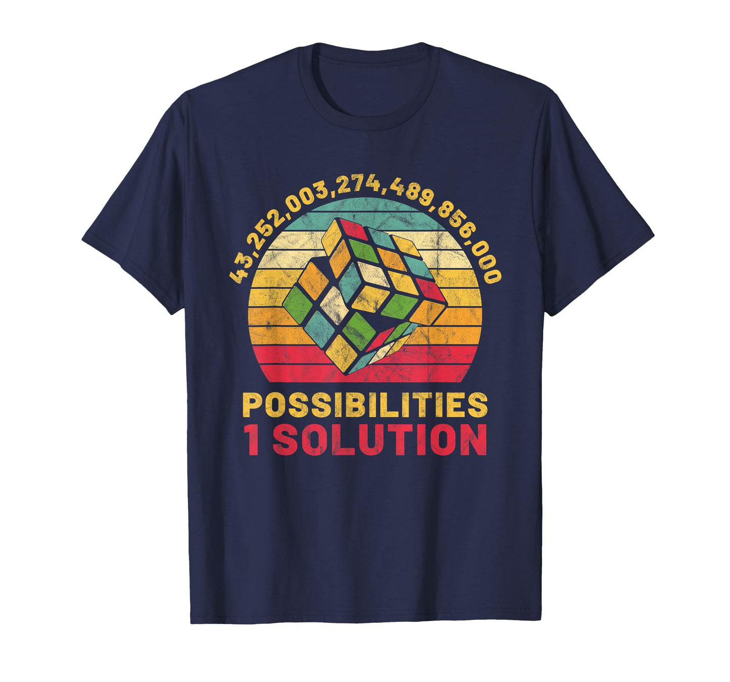 Puzzle Cube Funny One Solution Speed Cubing Retro Math T-Shirt