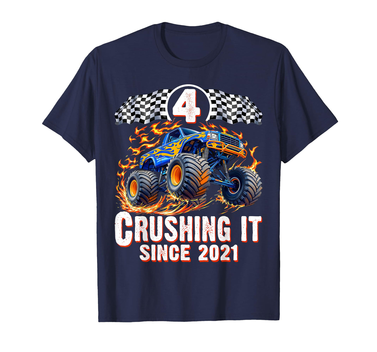 Birthday Monster Truck 4 years Old Boys 4th Party Born 2021 T-Shirt