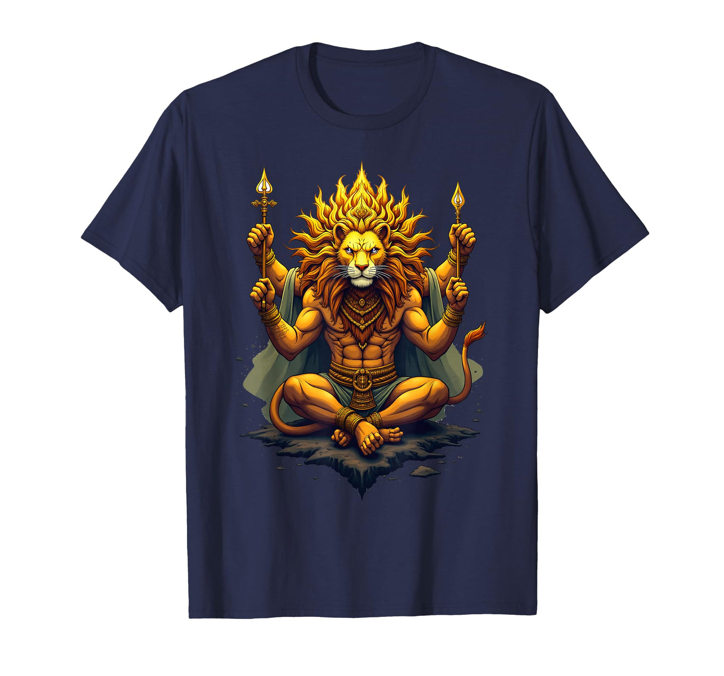 Majestätischer Narasimha Löwengott Design Göttliche Symbole T-Shirt