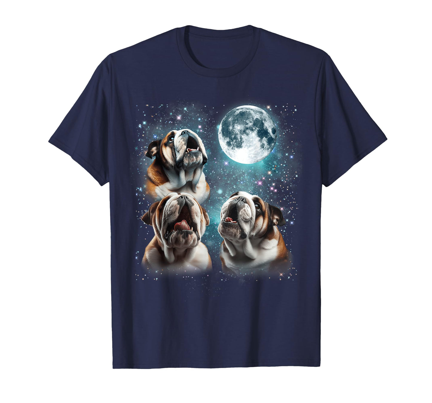 3 English Bulldog Moon Howling Funny Gifts For Men Women Kid T-Shirt