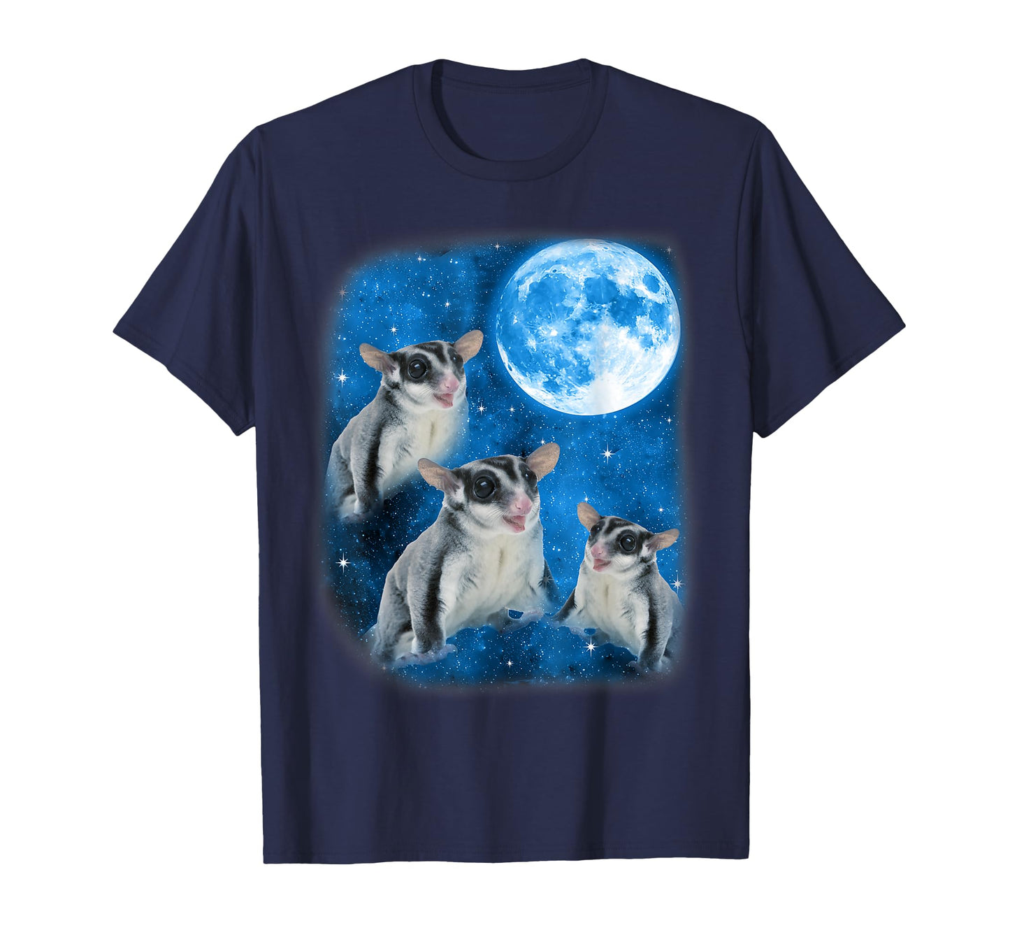 Sugar Glider Howling At The Space Full Moon Night Starry Sky T-Shirt