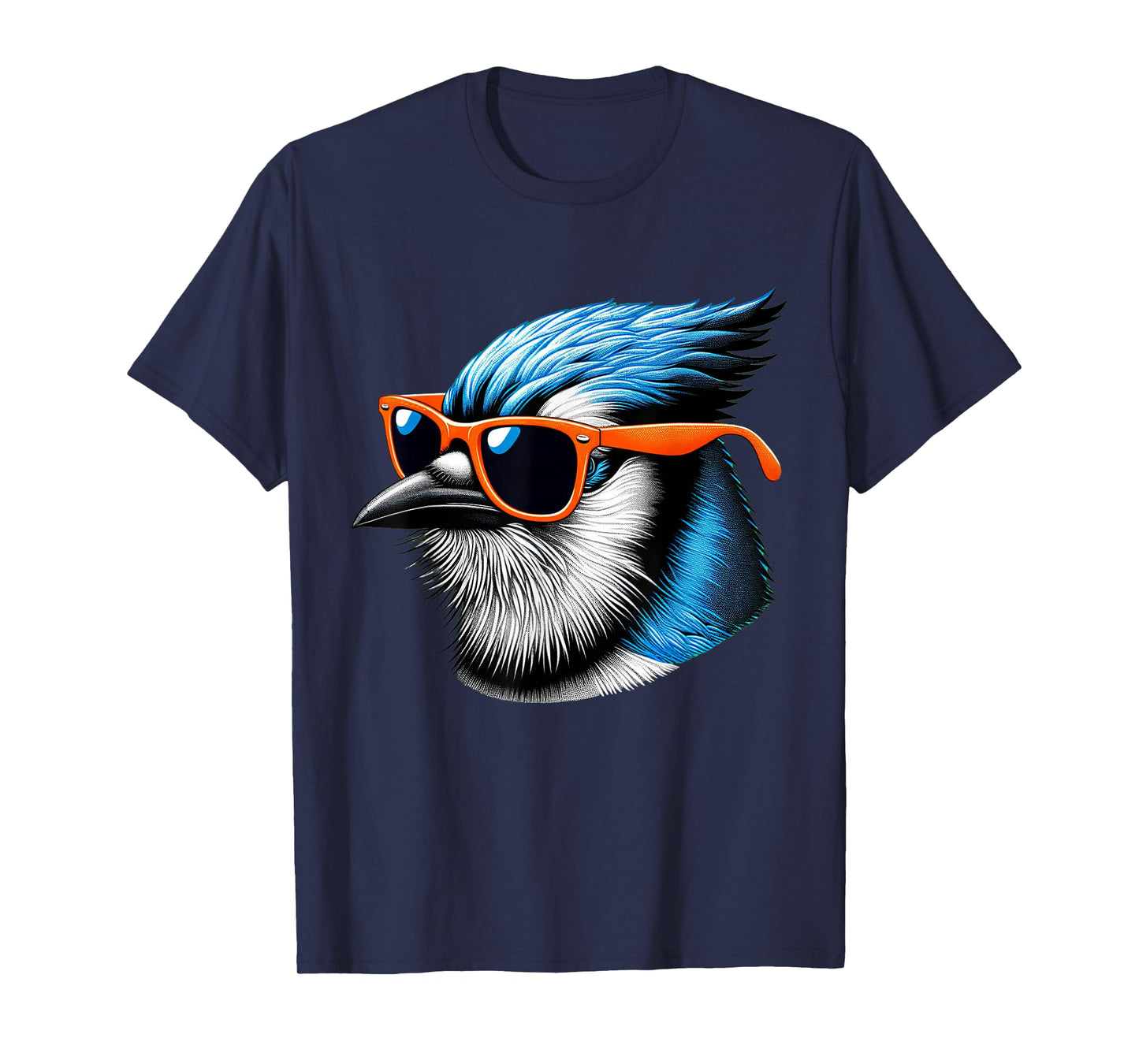 Cool Blue Jay Bird Wearing Sunglasses Graphic Art T-Shirt