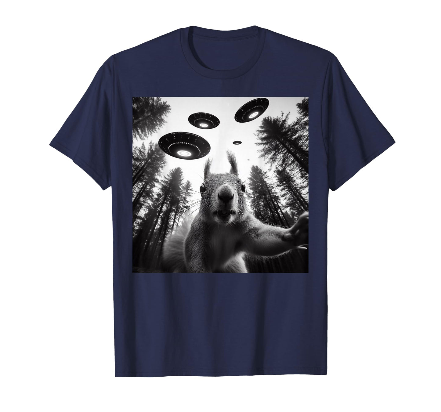 Squirrel Selfie With Alien UFO Funny Gifts For Men Women Kid T-Shirt