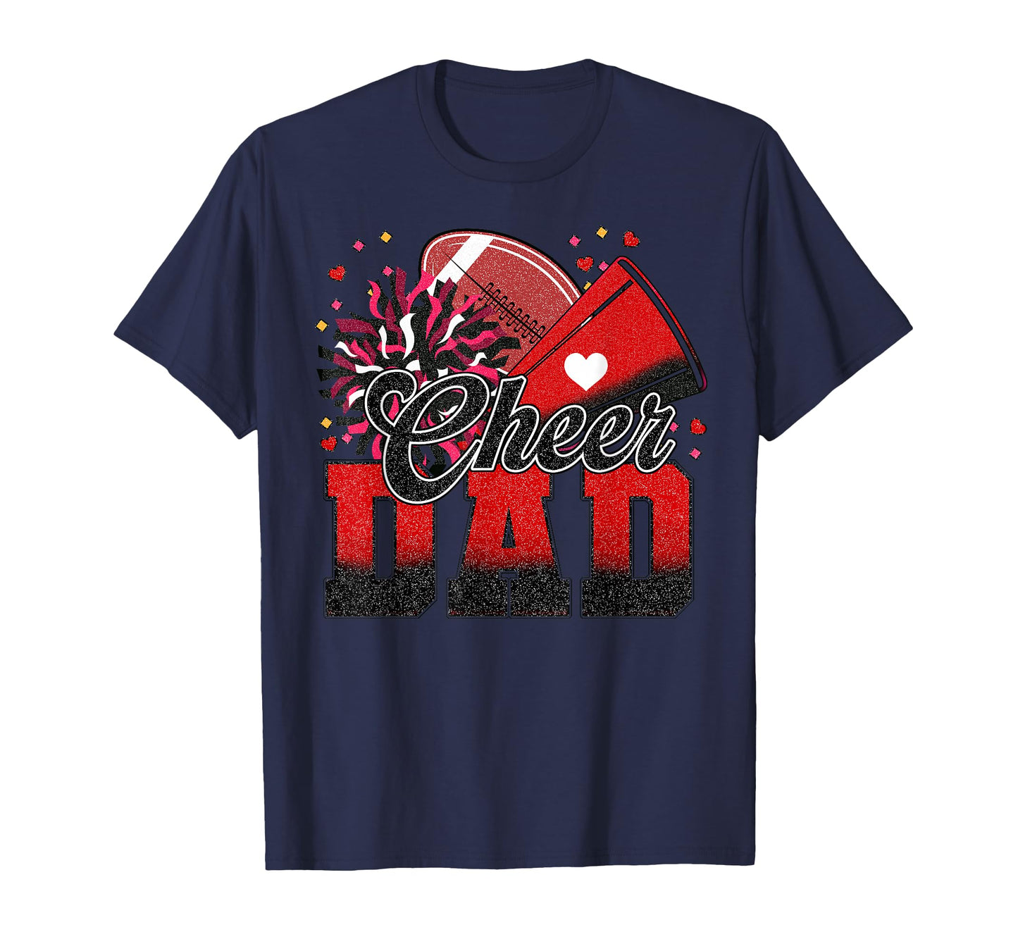 Red Black Football Cheer Dad Women Men Vintage Cheerleader T-Shirt