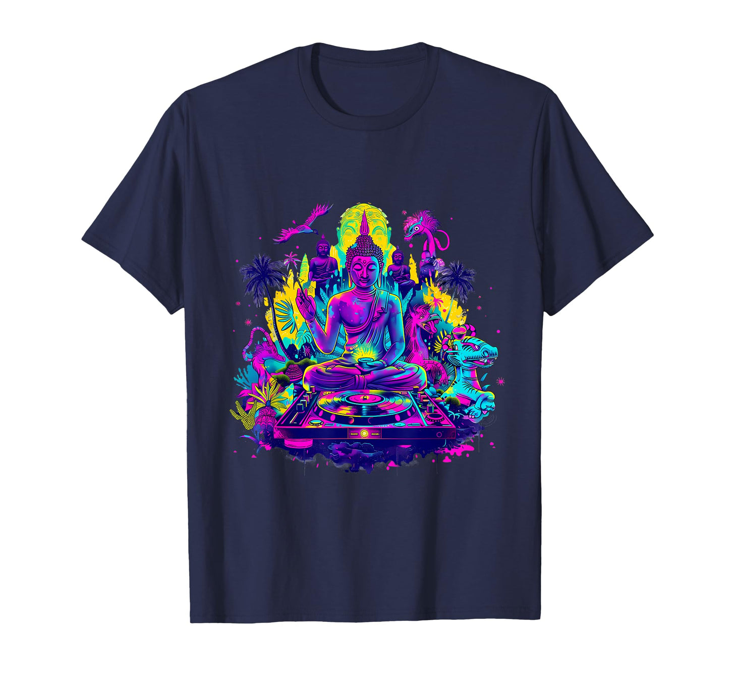 Buddha DJ Tropical Turntable DJ Buddha Dance Club Meditation T-Shirt