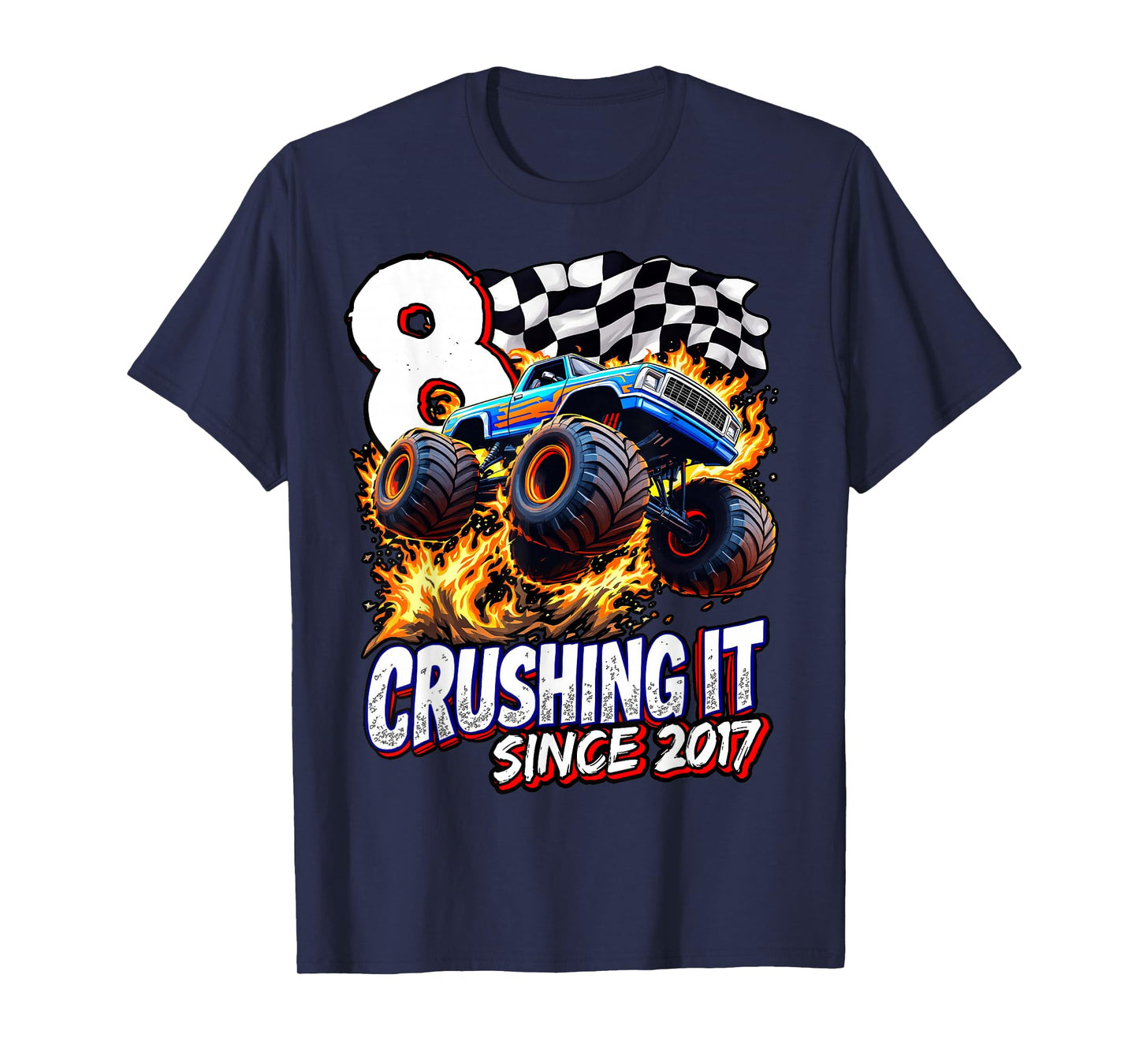 Birthday Monster Truck 8 year Old Boys 8th Party Born 2017 T-Shirt