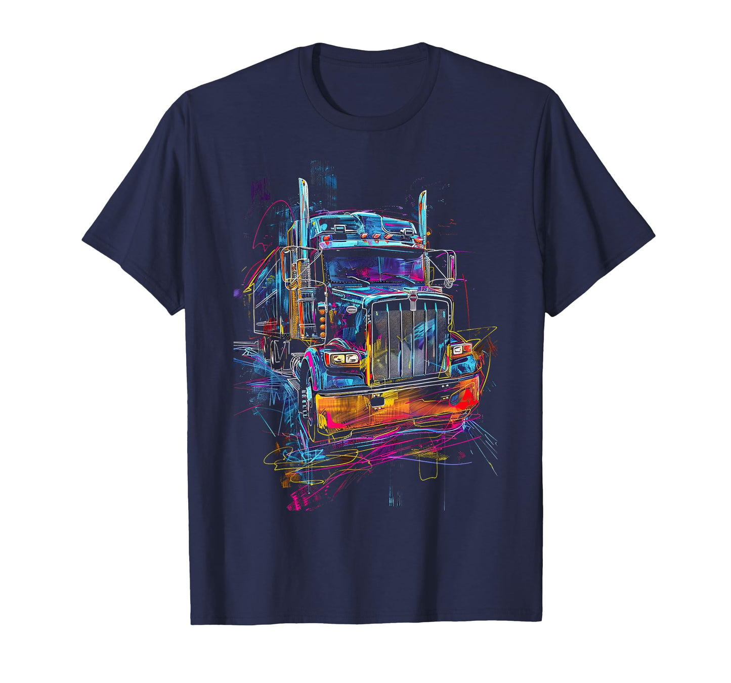Trucker American Flag Big Rig Semi-Trailer Truck Driver T-Shirt