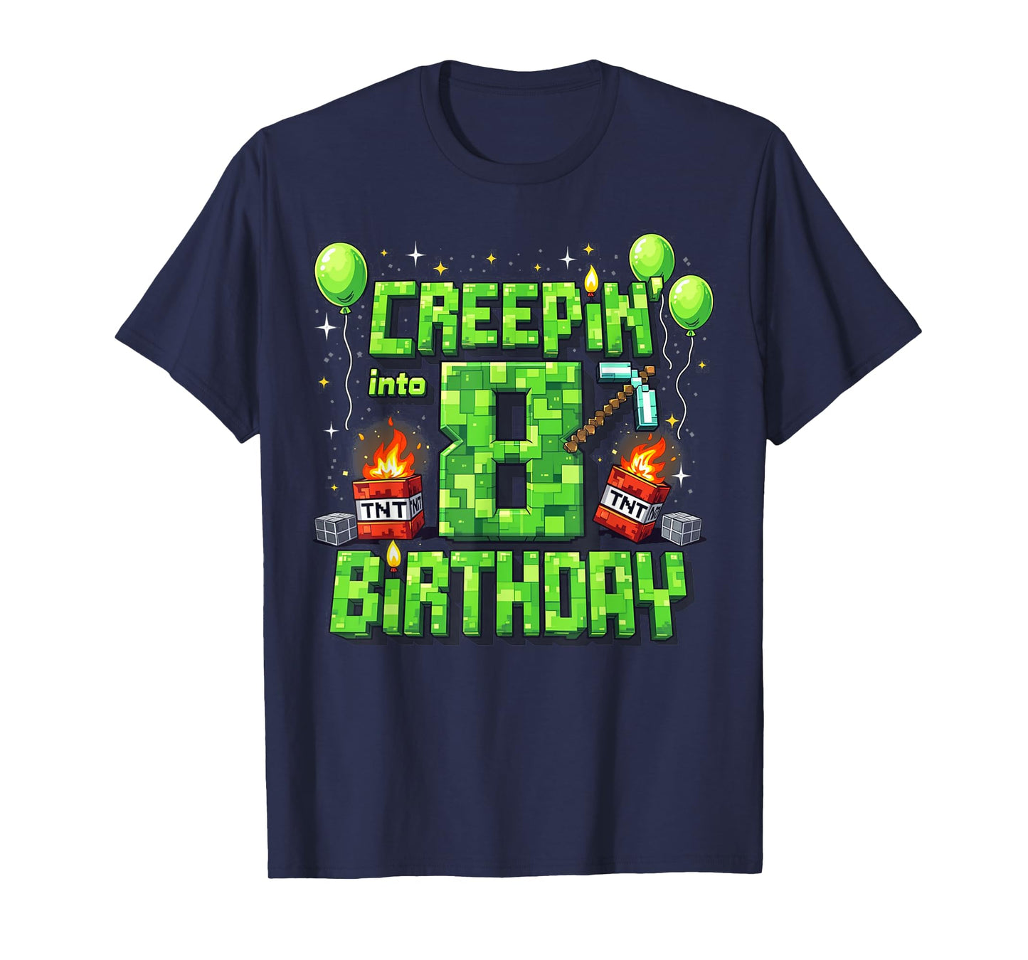It's My 8th Birthday Boy Gamer Creepin’ Into 8 Gamer Pixel T-Shirt
