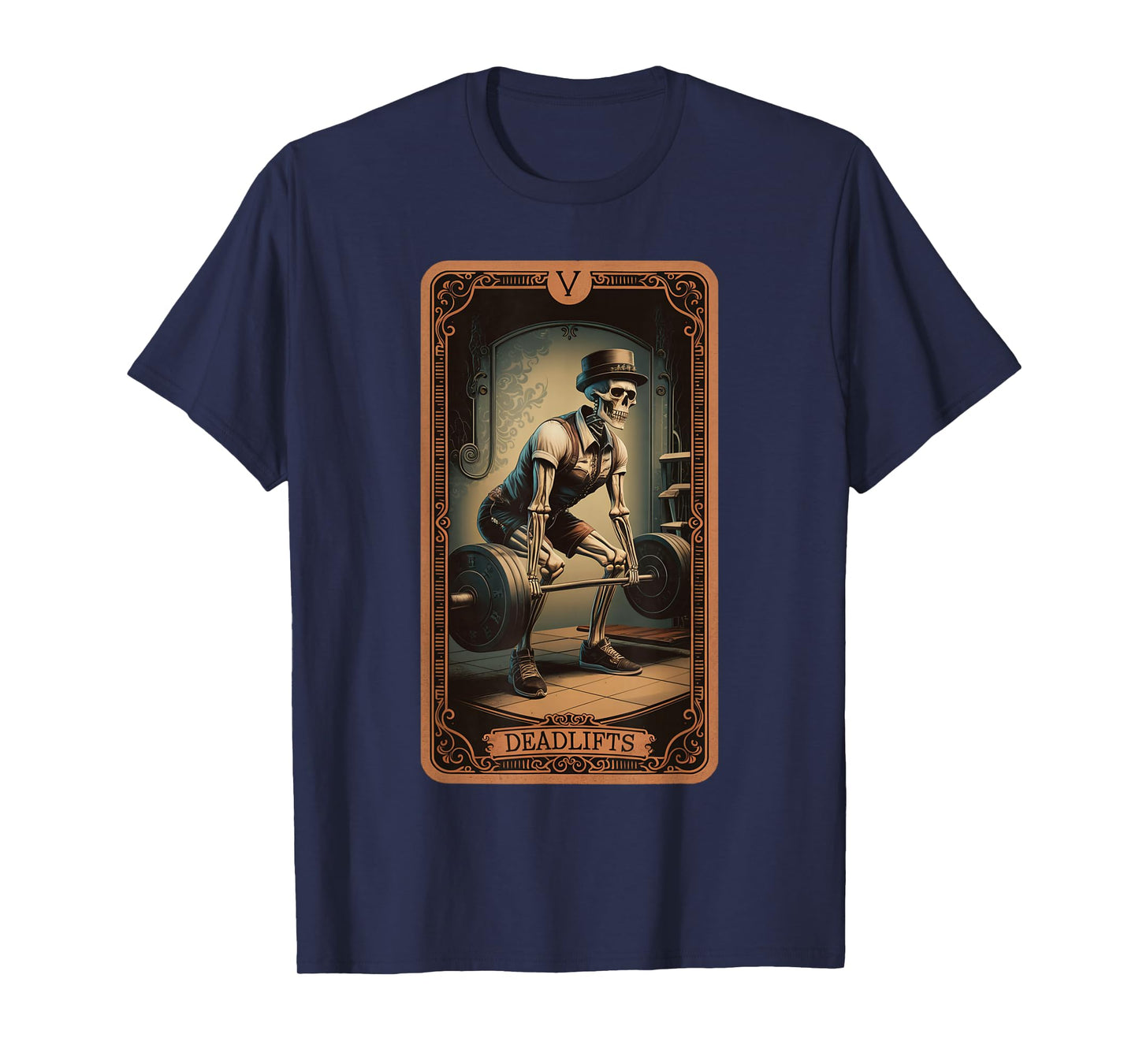 Tarot Card Skeleton Deadlifts Powerlifting Weightlifting Gym T-Shirt