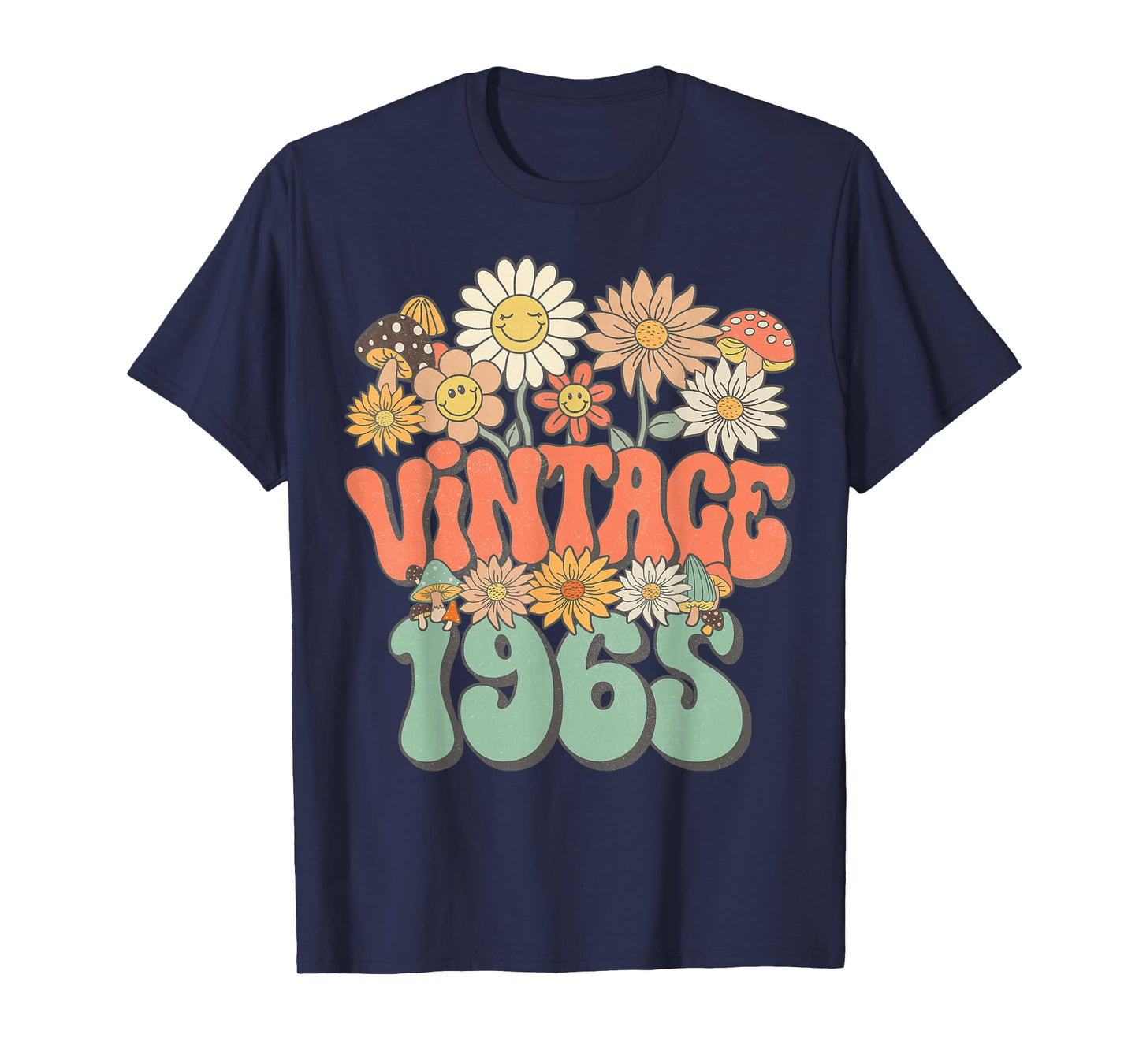 Retro Groovy Vintage 1965 Floral Hippie Daisy 60th Birthday T-Shirt
