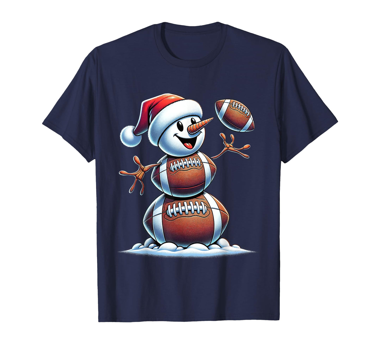 Football Snowman Christmas Cute American Football Kids Boys T-Shirt