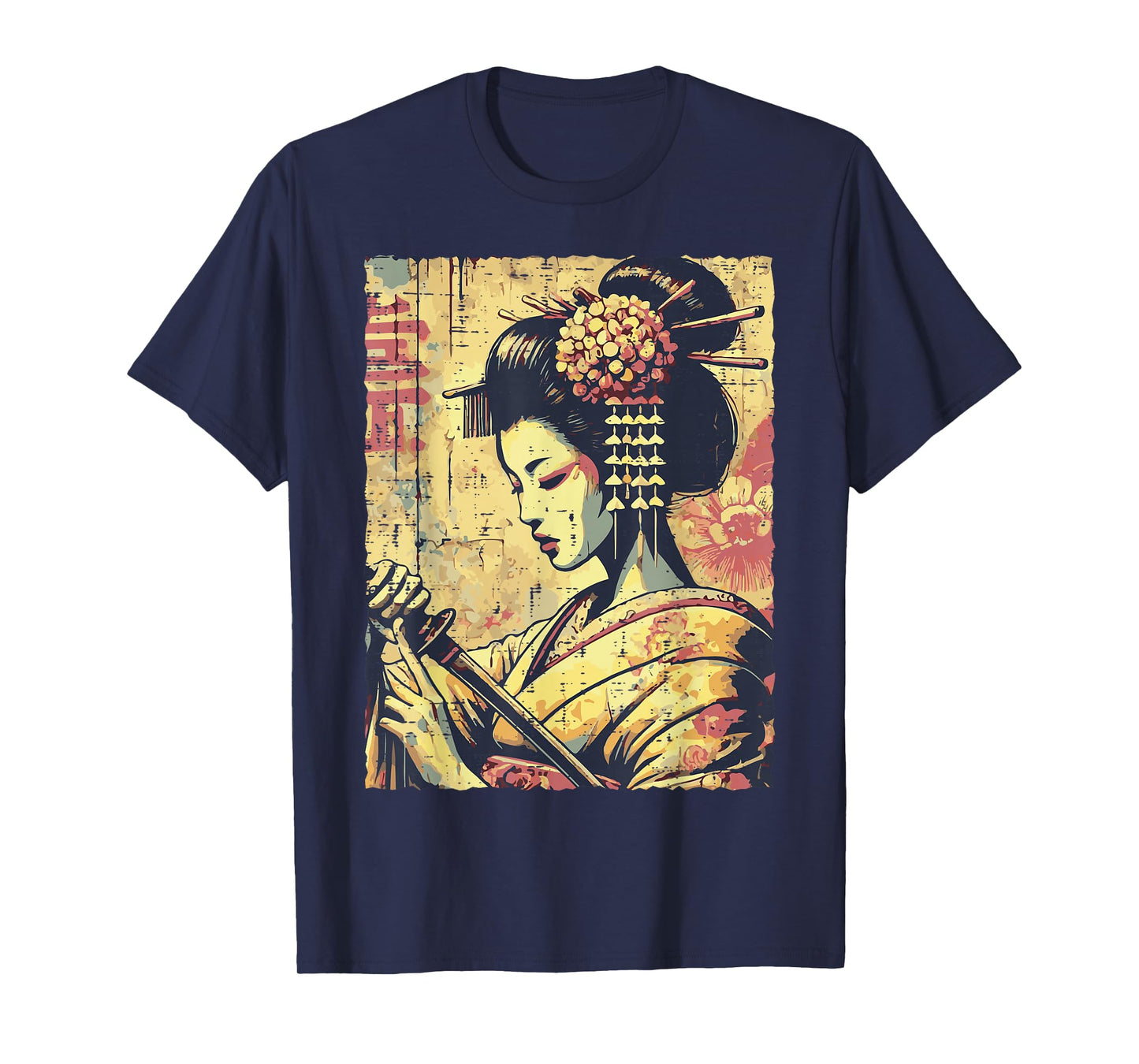 Japanese Hipster Geisha Katana Vintage Women Girls Kids Men T-Shirt