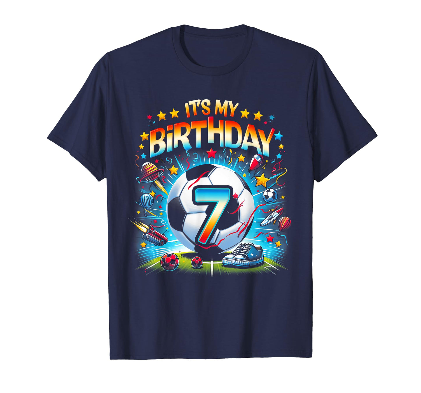 Kids It's My 7th Birthday Boys Soccer Football 7 Years Old T-Shirt