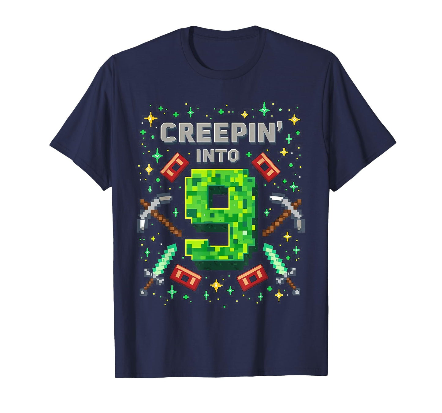 It's My 9th Birthday Boy Gamer Creepin’ Into 9 Gamer Pixel T-Shirt