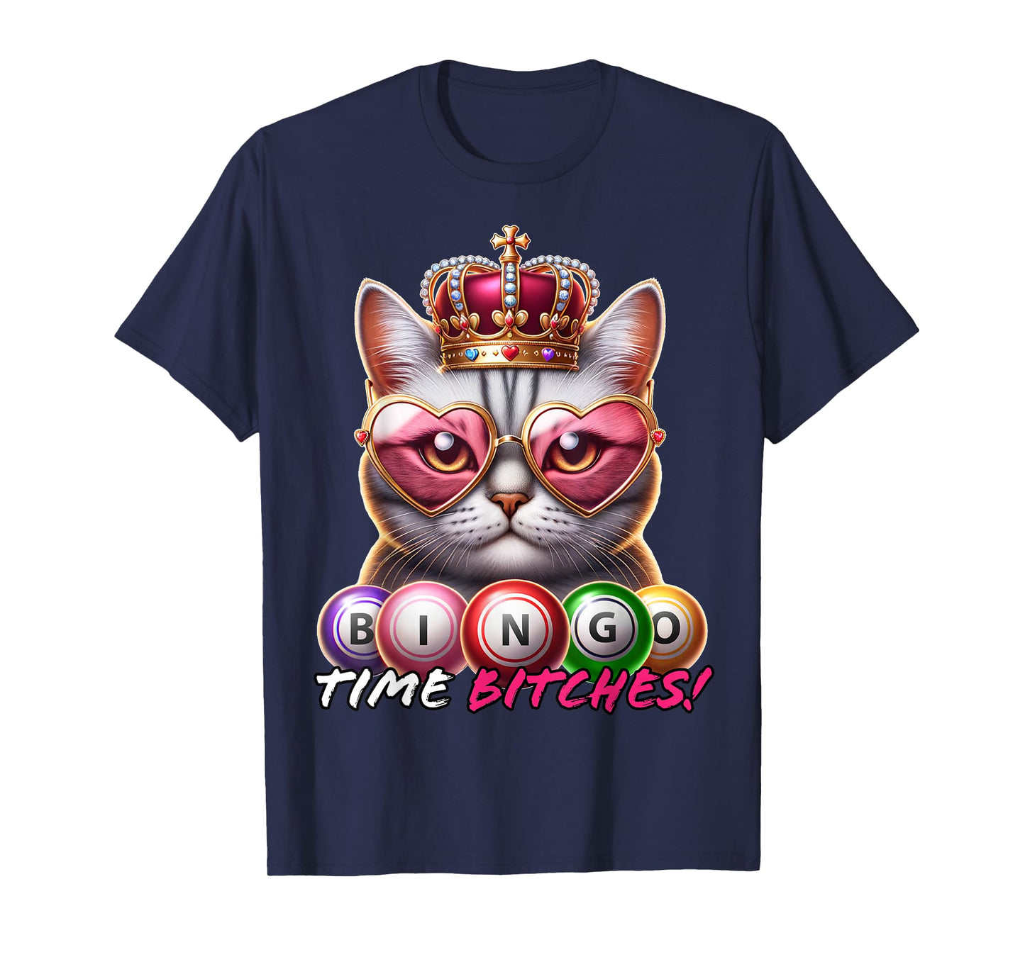 Funny Bingo Gifts for Women Men Bingo Time Bitches Black Cartoon Graphic Modern T-Shirt