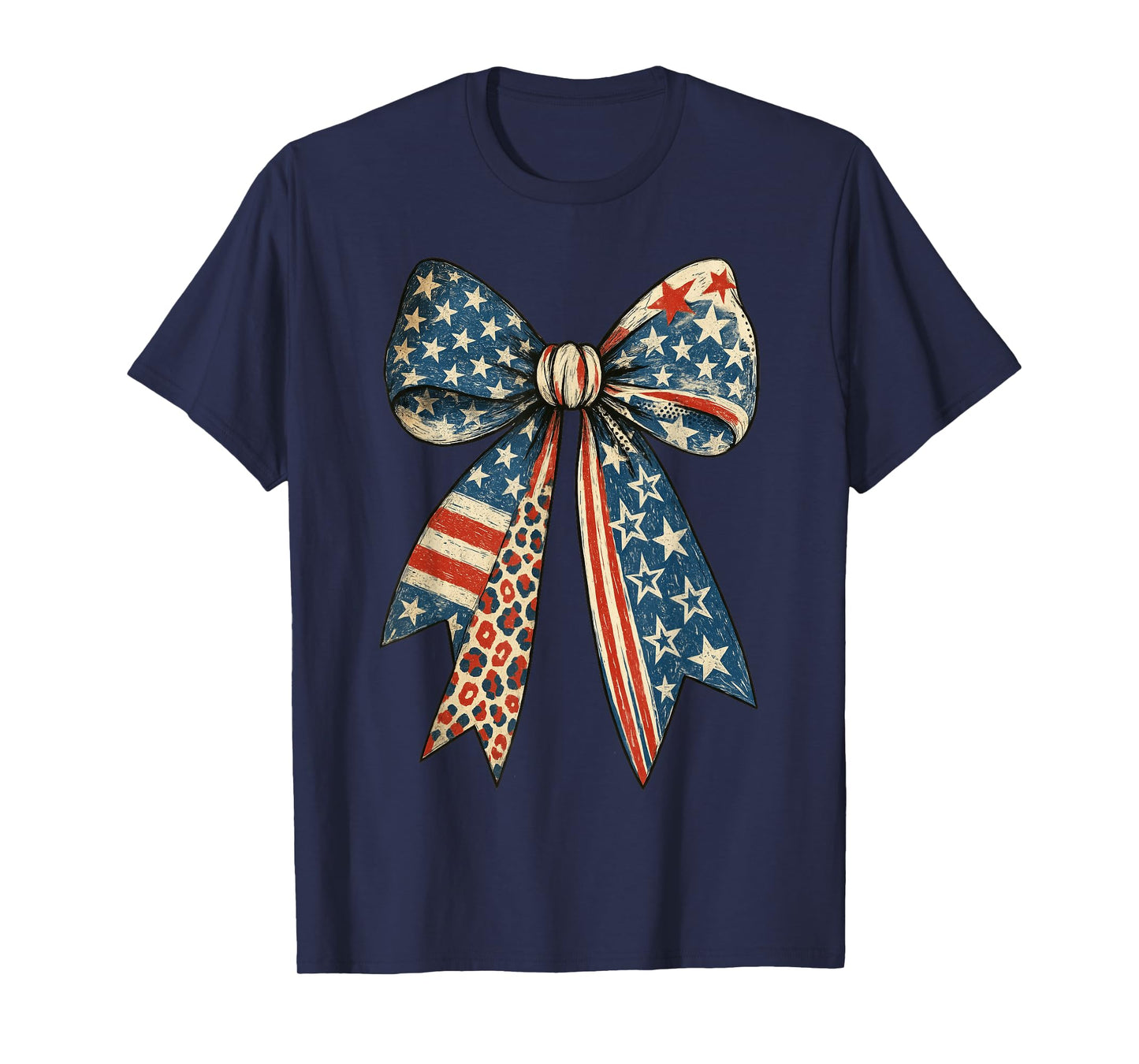 Vintage USA Bow in Red White Blue for Patriotic 4th Of July T-Shirt