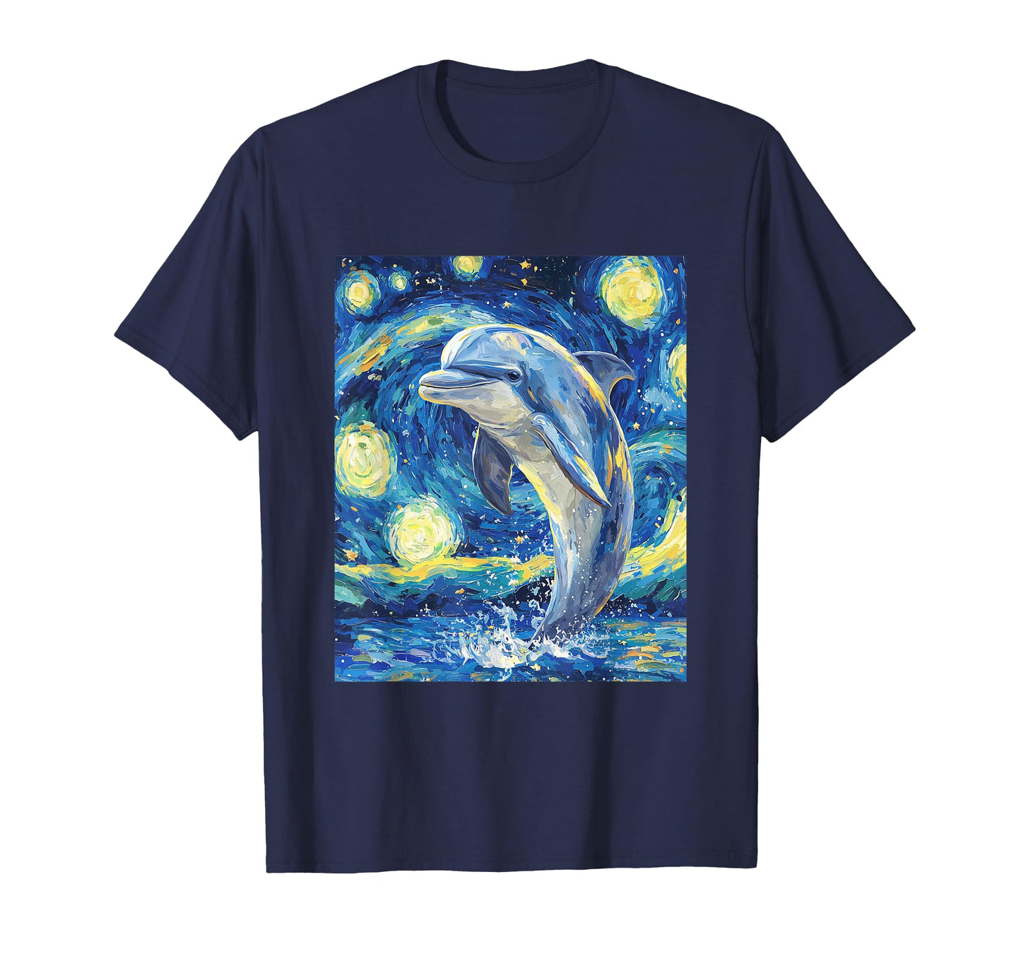 Cute Dolphin - Van Gogh Style - Starry Night Graphic T-Shirt