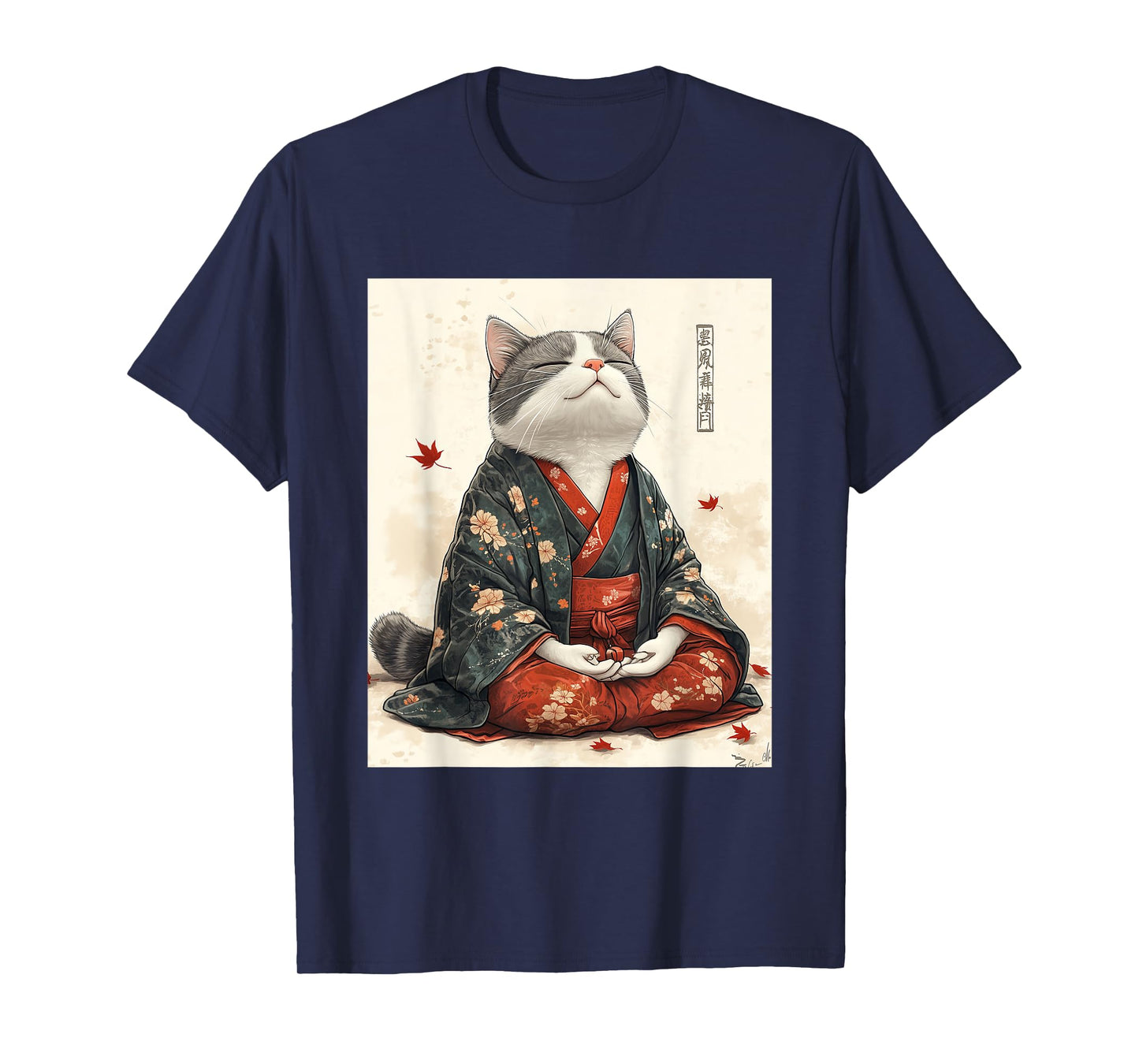 Zen Cat T-Shirt - Meditating Japanese Art Style Graphic Tee Men Women Kids T-Shirt