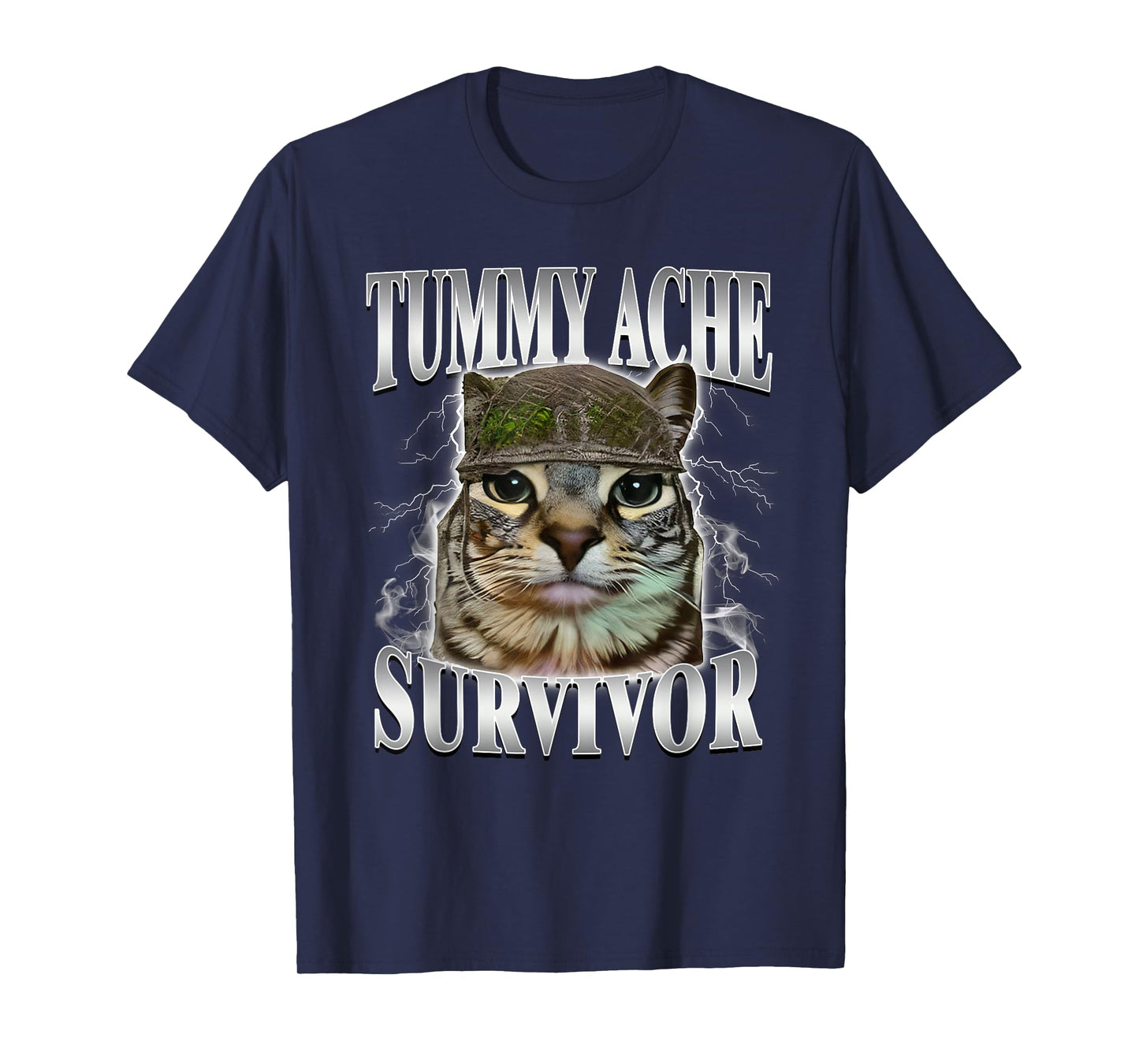 Tummy Ache Survivor Funny Cat Meme T-Shirt