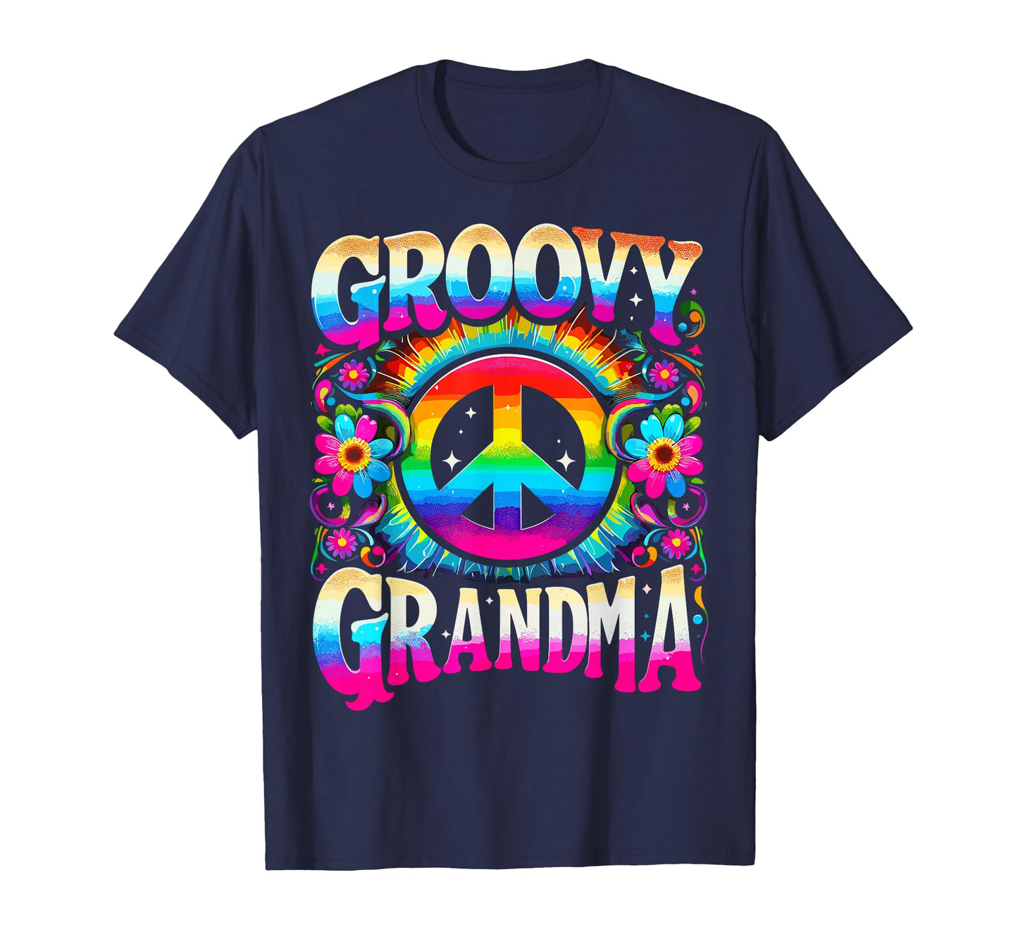 Hippie Tie Dye Peace Sign Groovy Grandma T-Shirt