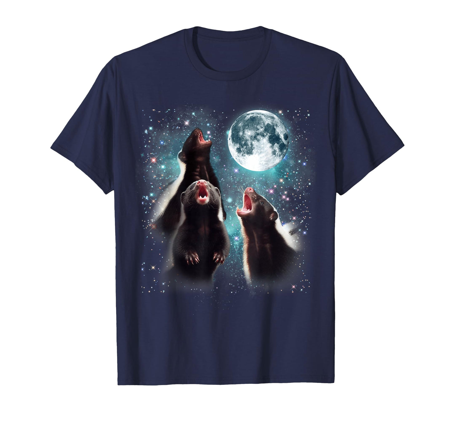 3 Skunk Moon Howling Skunk Head Funny For Men, Women, Kid T-Shirt