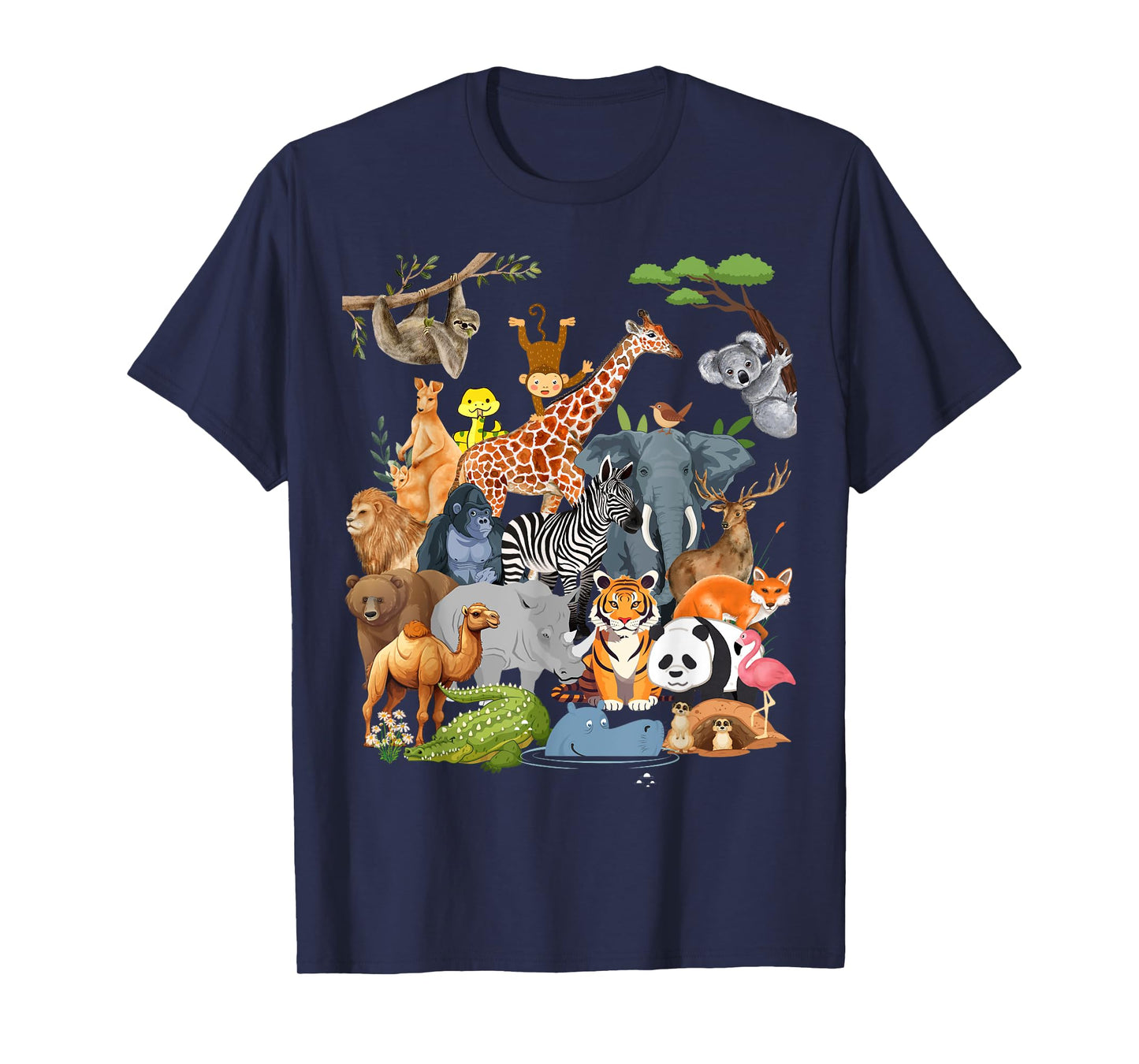 Men Women and Kids Wildlife Zoo Day Party Cute 22 Animals T-Shirt