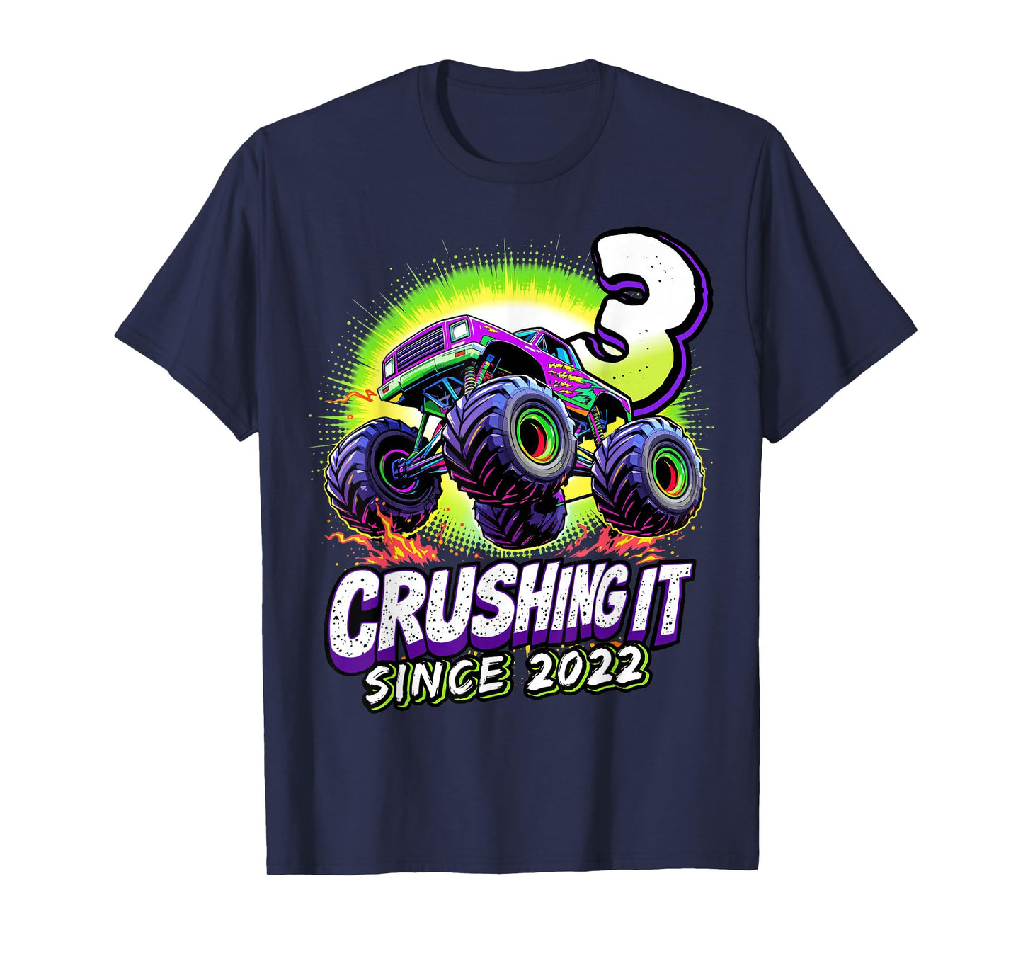Birthday Monster Truck 3 year Old Boys 3rd Party Born 2022 T-Shirt