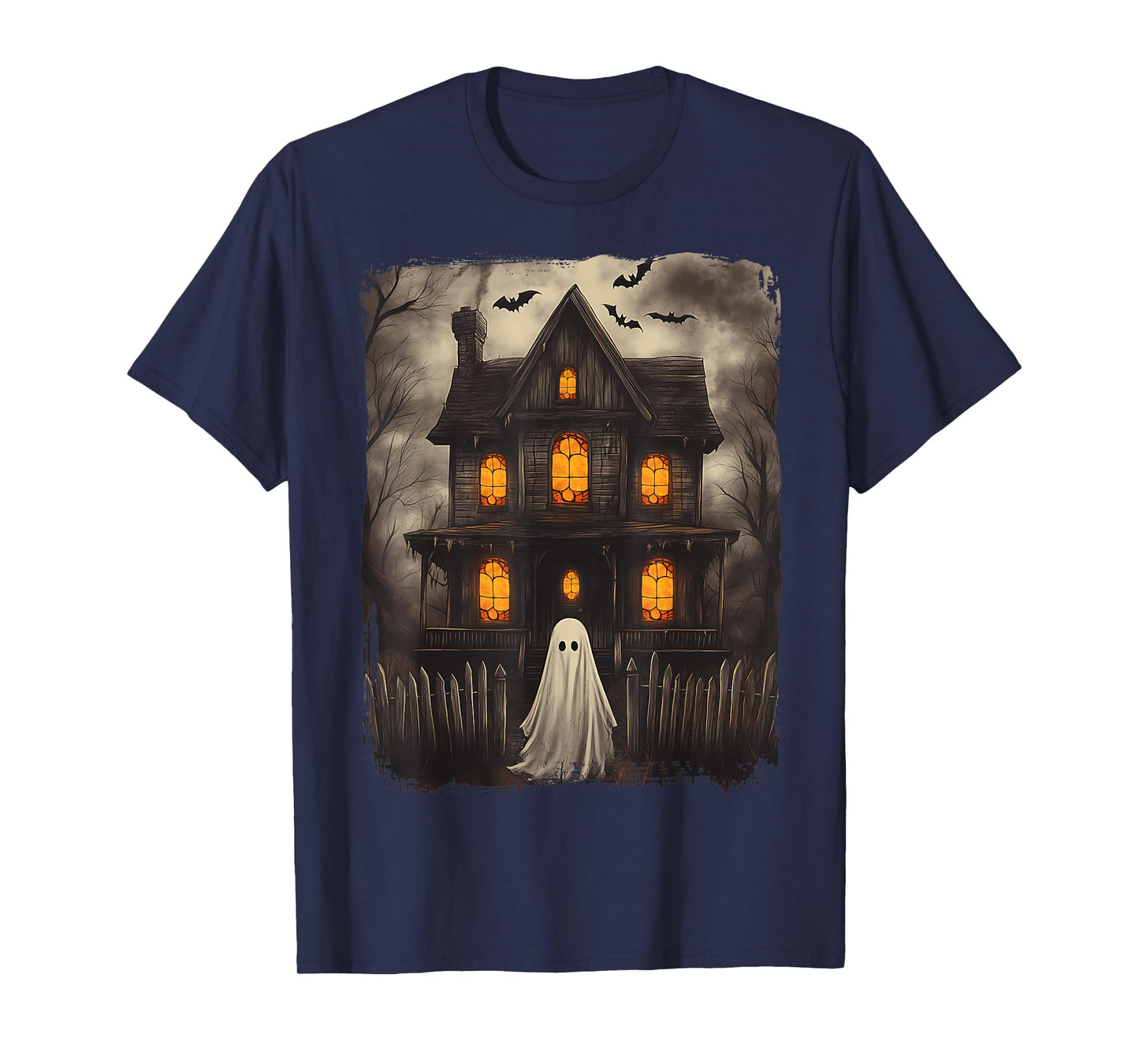 Vintage Ghost Haunted House Scary Halloween Costume Spooky T-Shirt