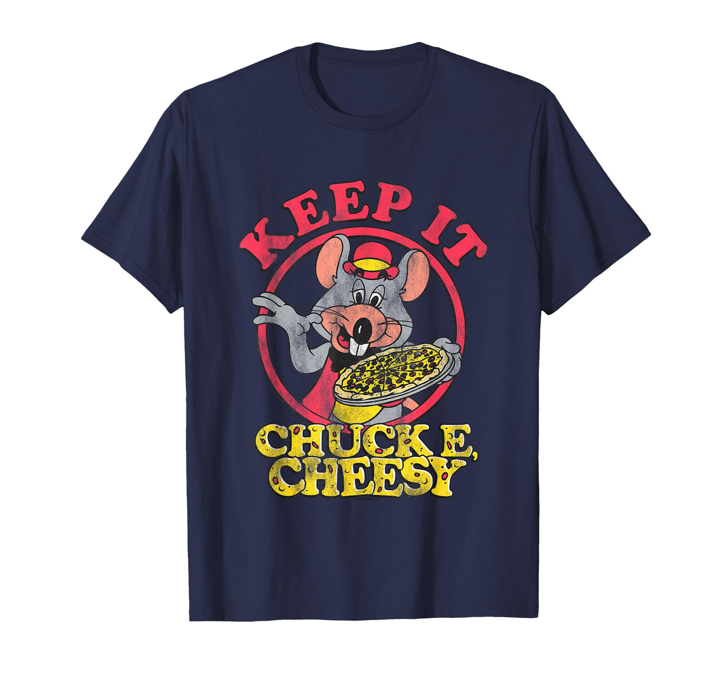 Chuck E. Cheese Keep It Cheesy Distressed Big Chest Logo T-Shirt