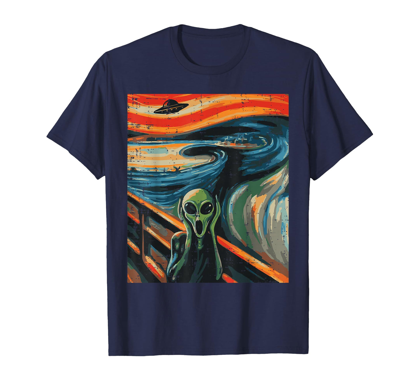 Alien Scream Painting Funny UFO Space Art Women Men Kids T-Shirt