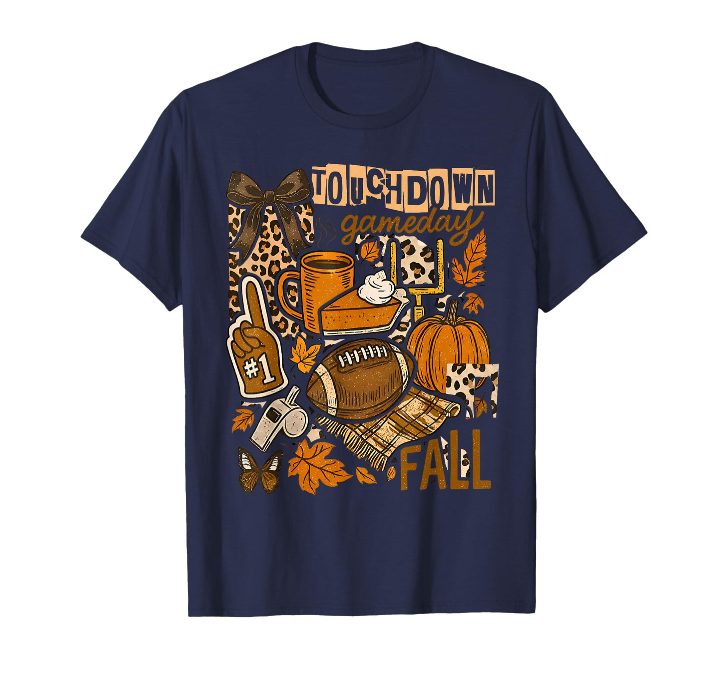 Touchdown Football Game Day Pumpkin Thanksgiving Autumn Fall T-Shirt