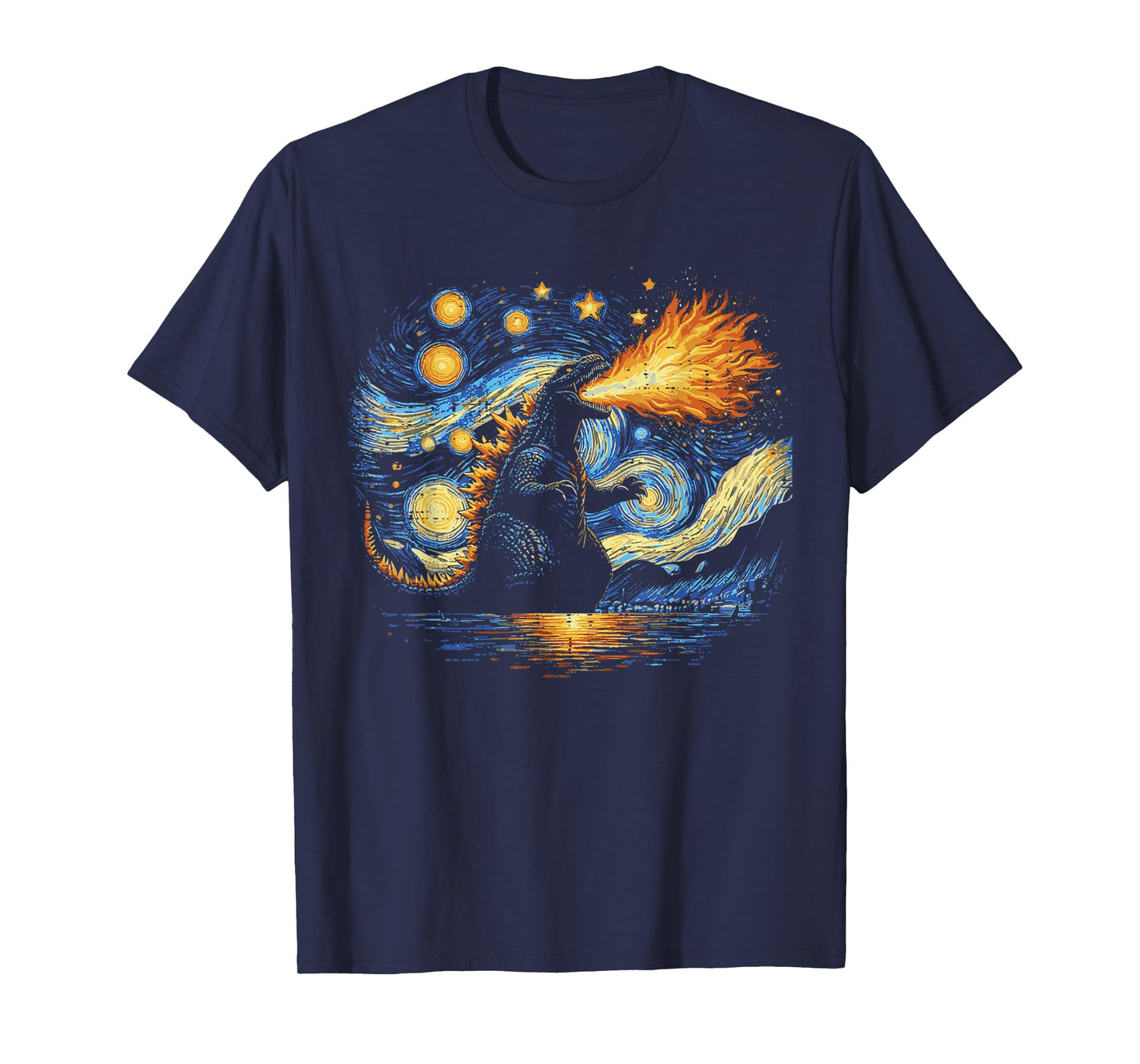Japanese Starry Night Kaiju Funny Art Men Women Kids T-Shirt